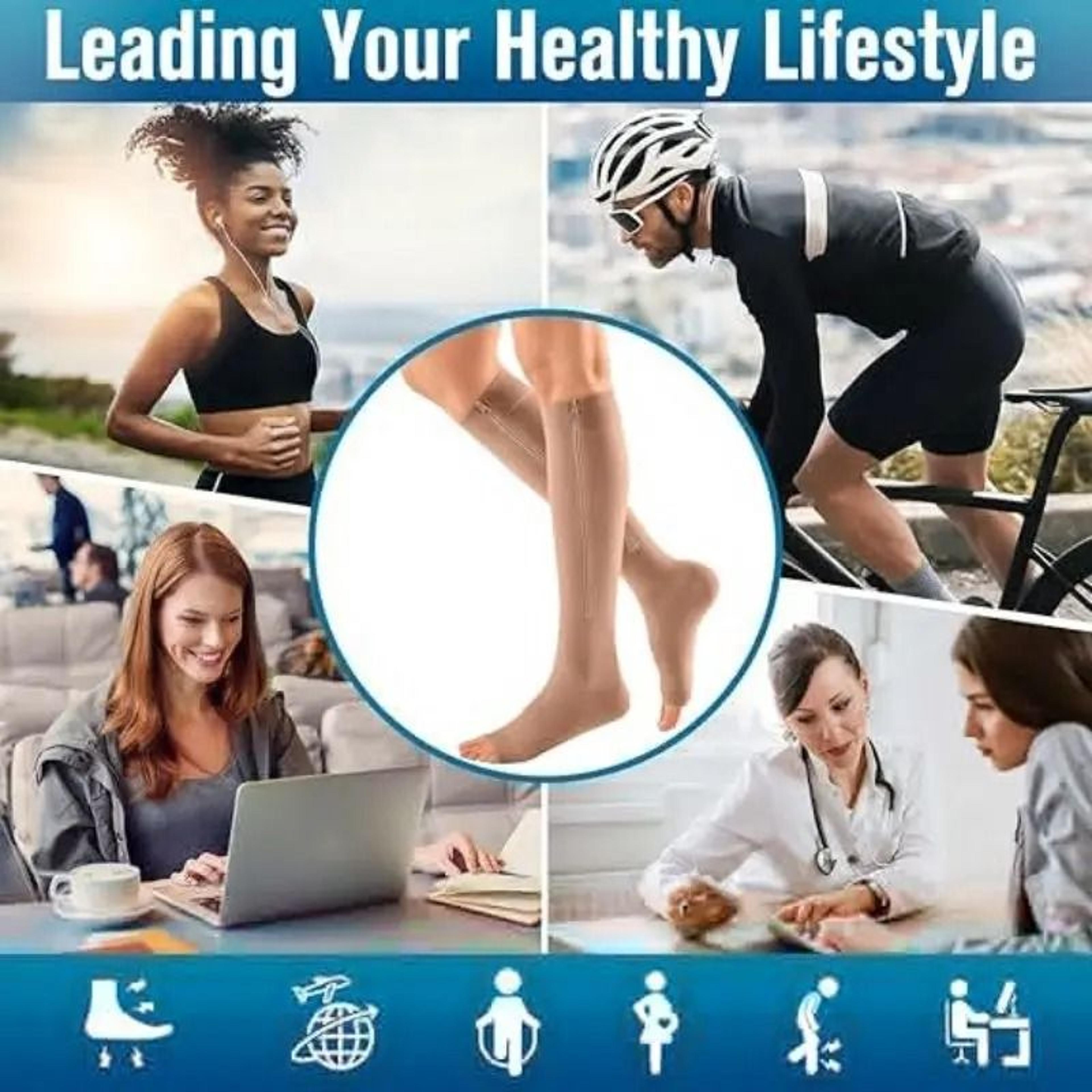 Zipper Compression Socks For Men And Women Knee High Anti Fatigue Stretch Socks For Sports Running  5