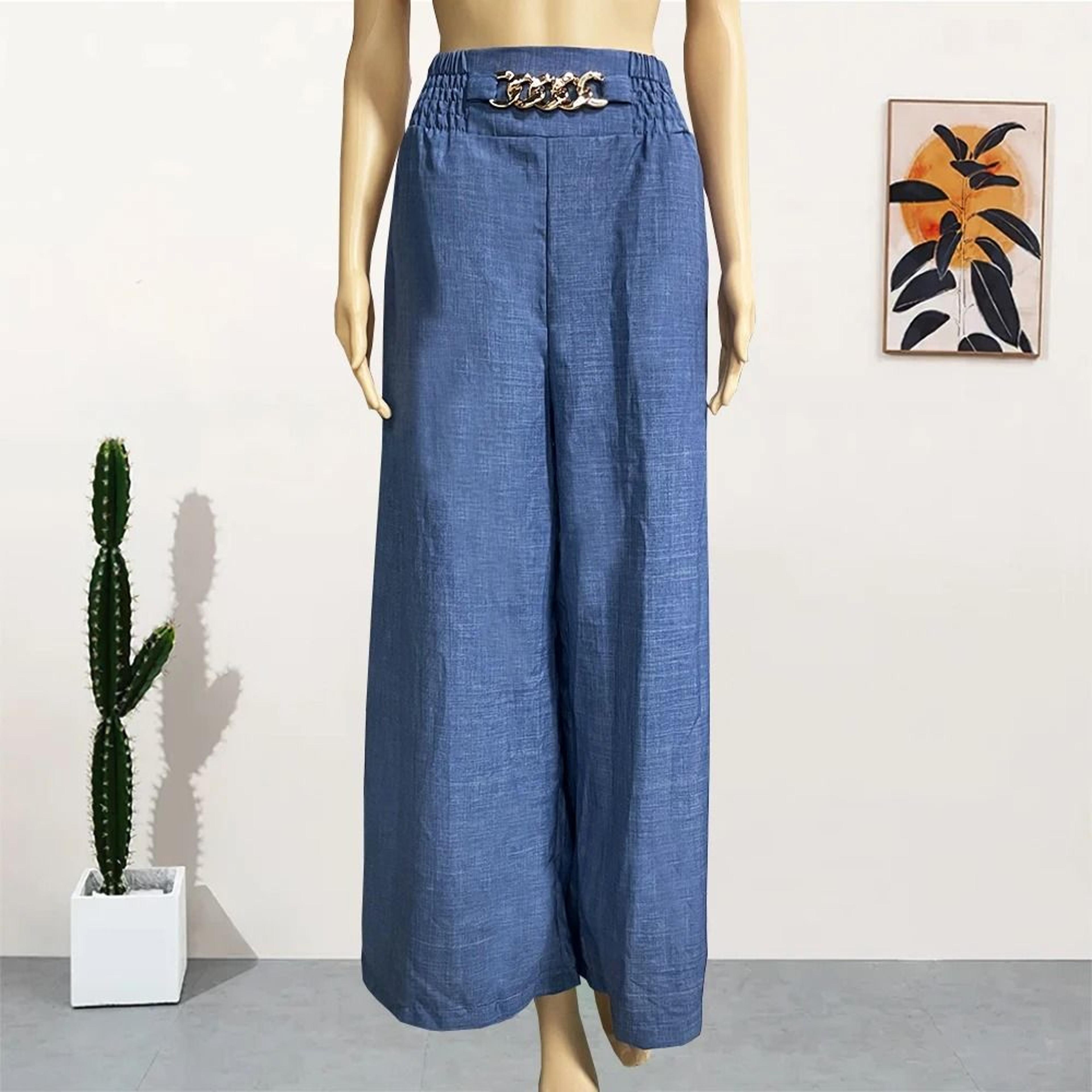 High Waist Solid Color Wide Leg Pants Summer Chic Loose Elegant Flared Trousers For Women 2