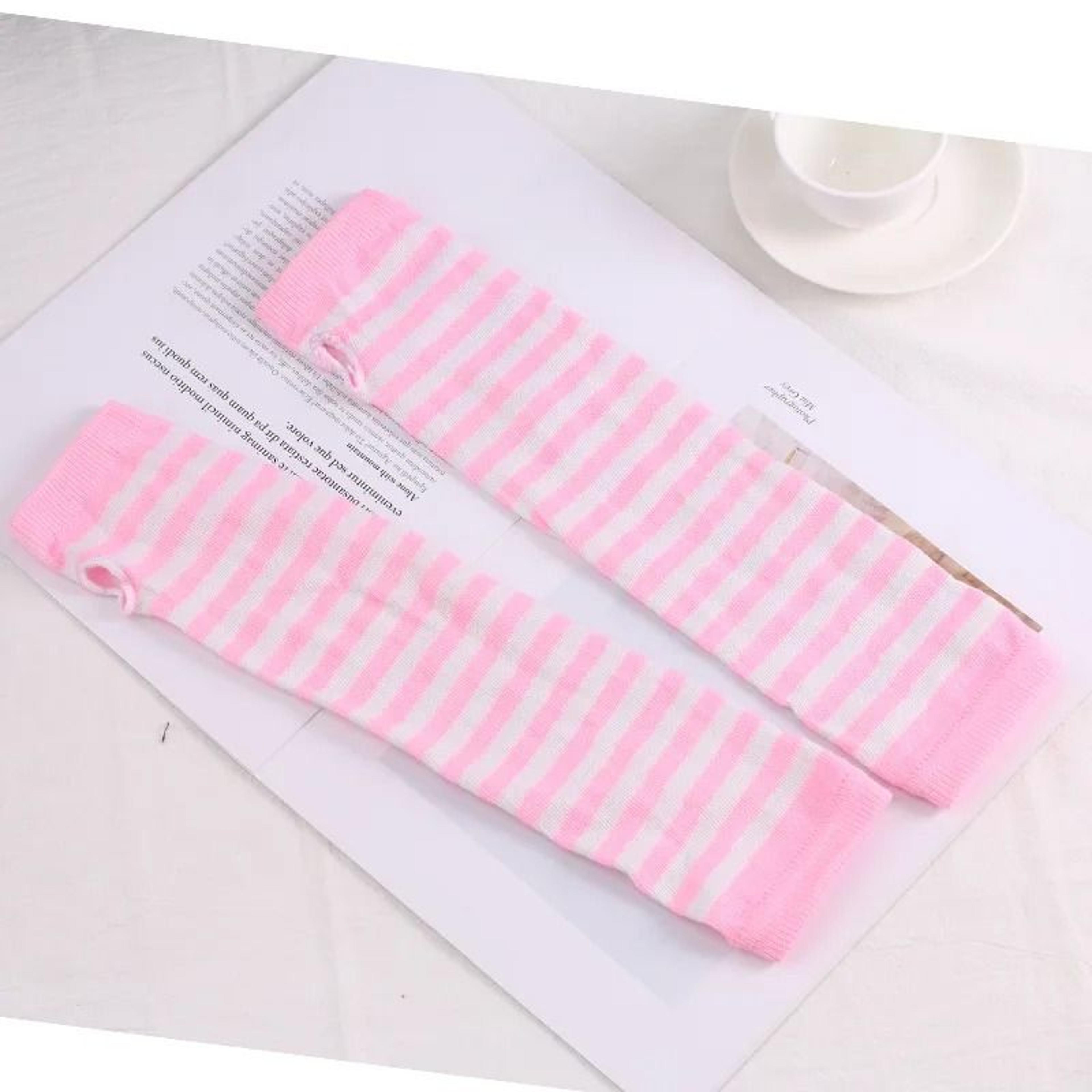 Winter Knit Fingerless Elbow Gloves Unisex  HipHop Stripe Arm Warmers 10