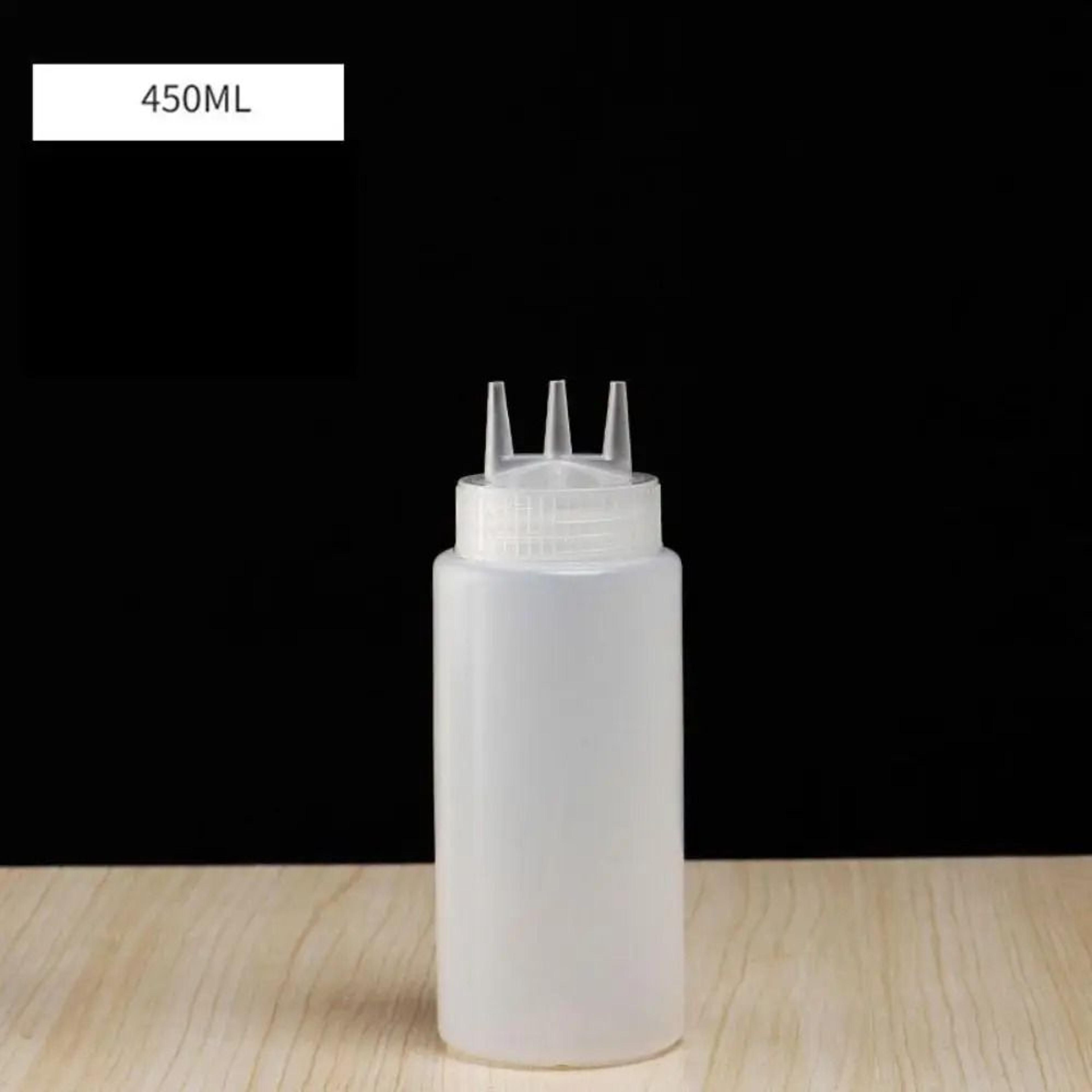 Plastic Graduated Squeeze Sauce Bottle With Three Nozzles For Condiments 9