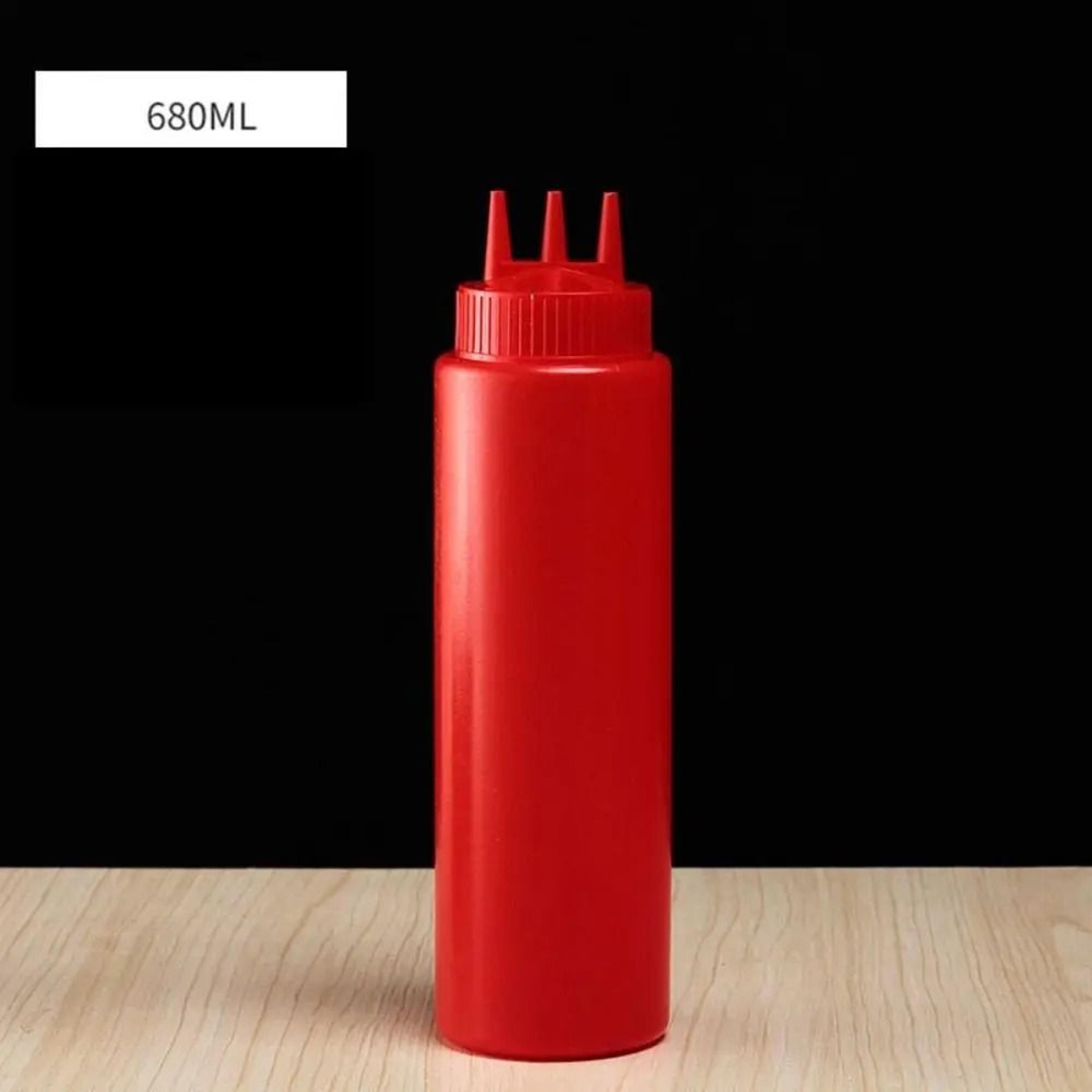 Plastic Graduated Squeeze Sauce Bottle With Three Nozzles For Condiments 13