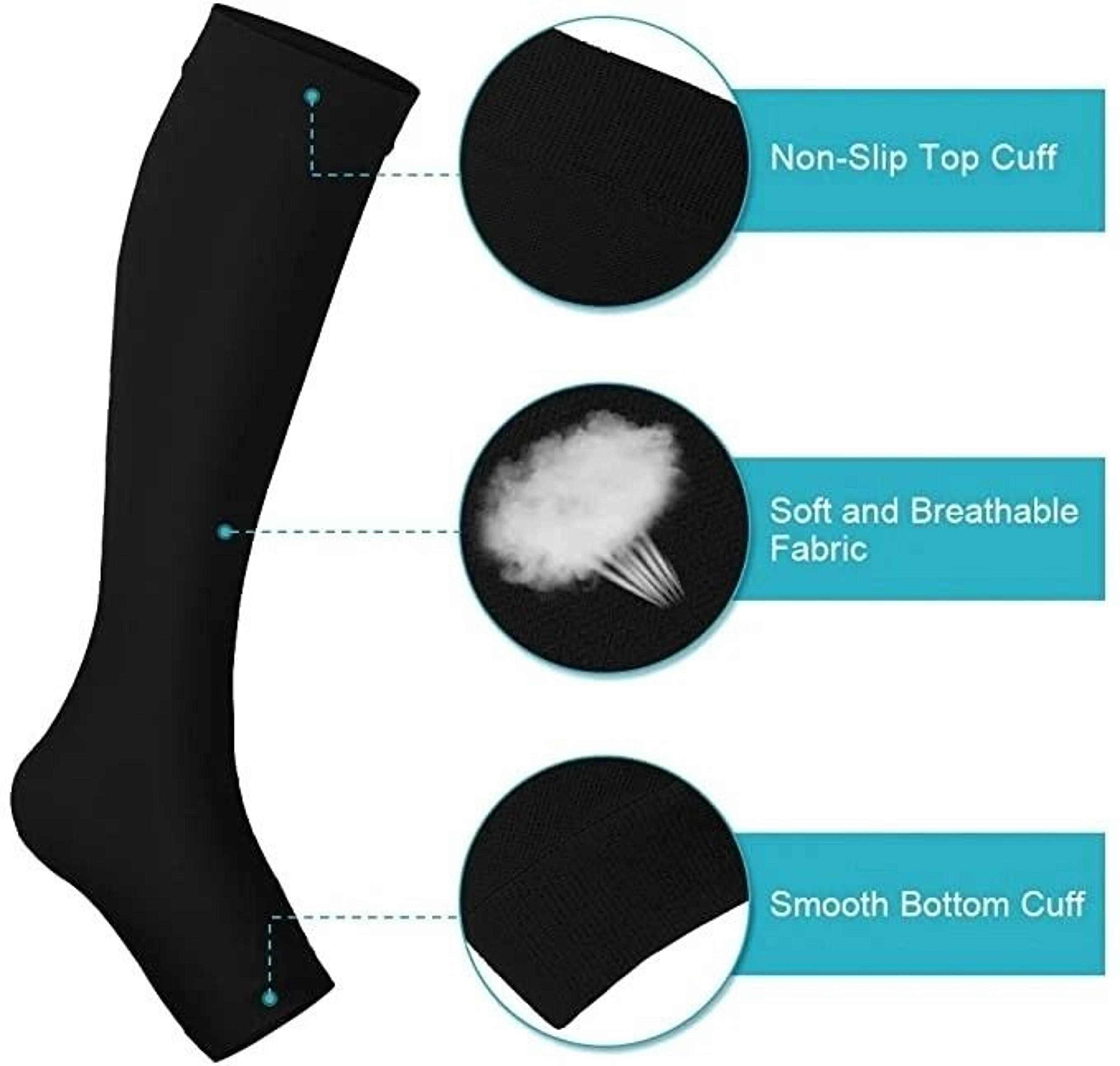 Medical Calf Compression Stockings Knee High Open Toe Pressure Socks 1