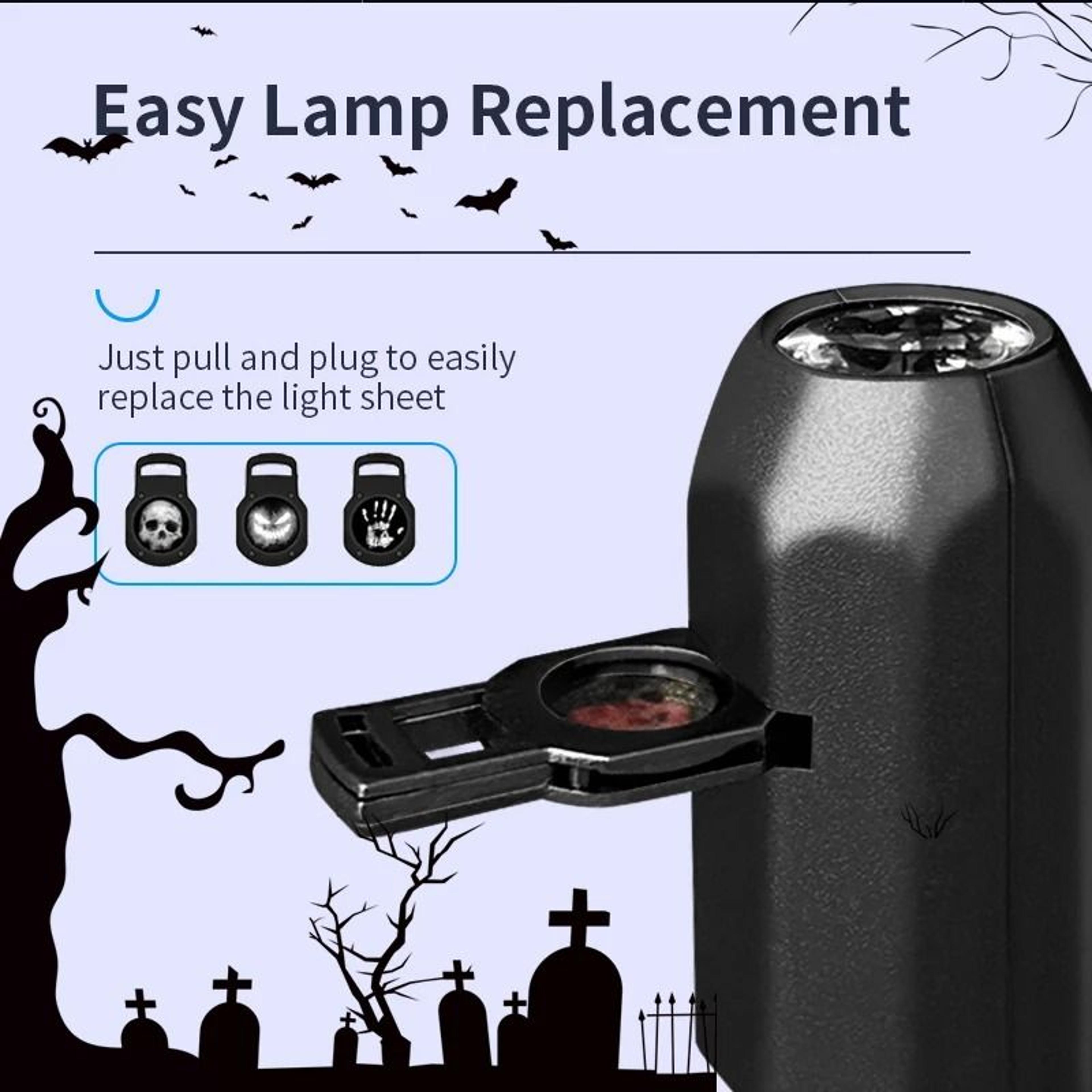 Halloween USB Projector Light Skull Nightlight Ghost LED Lamp 360 Degree Rotating Switchable Patter 1