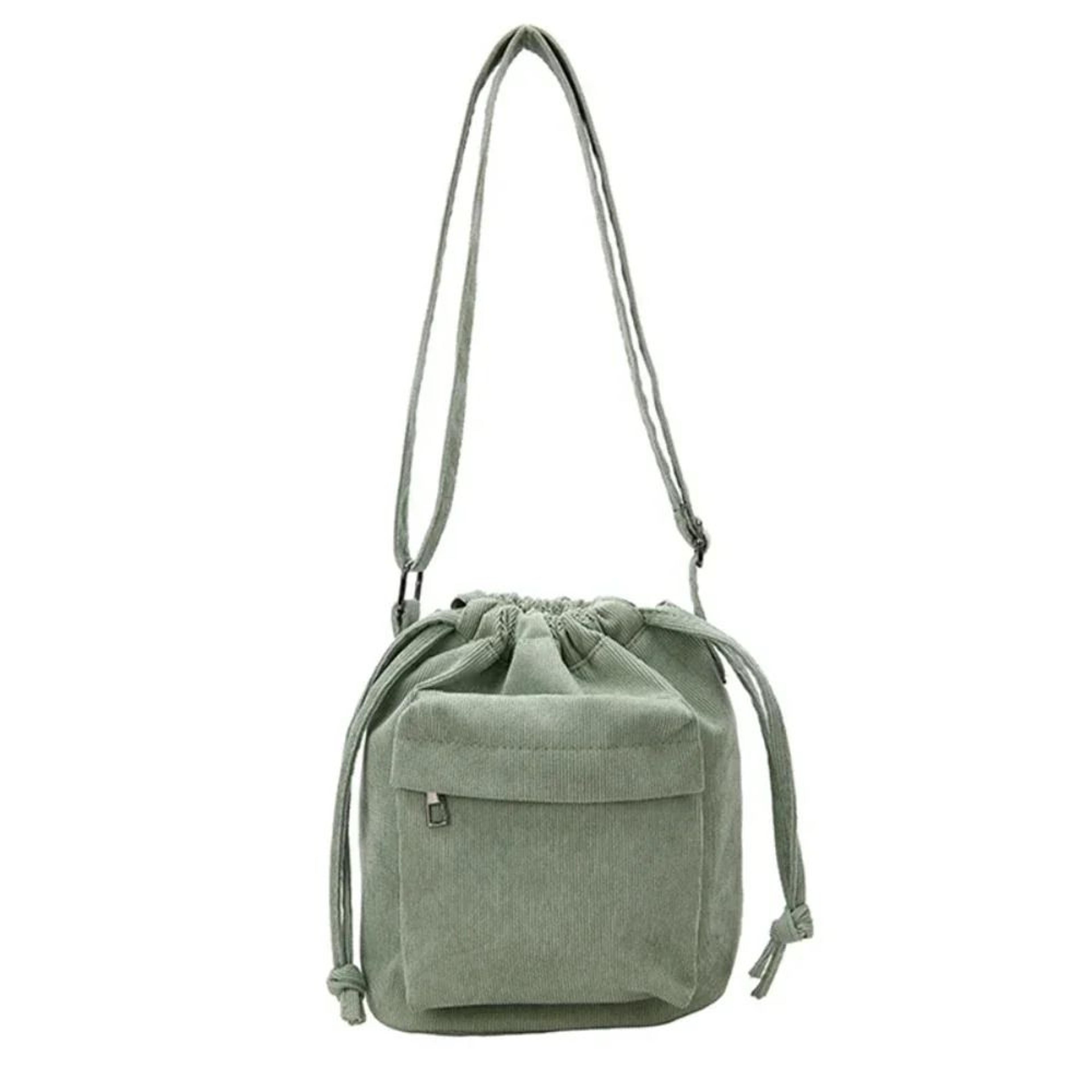 Women Shoulder Bag Drawstring Bucket Crossbody Bag Casual Lightweight Korean Style 8