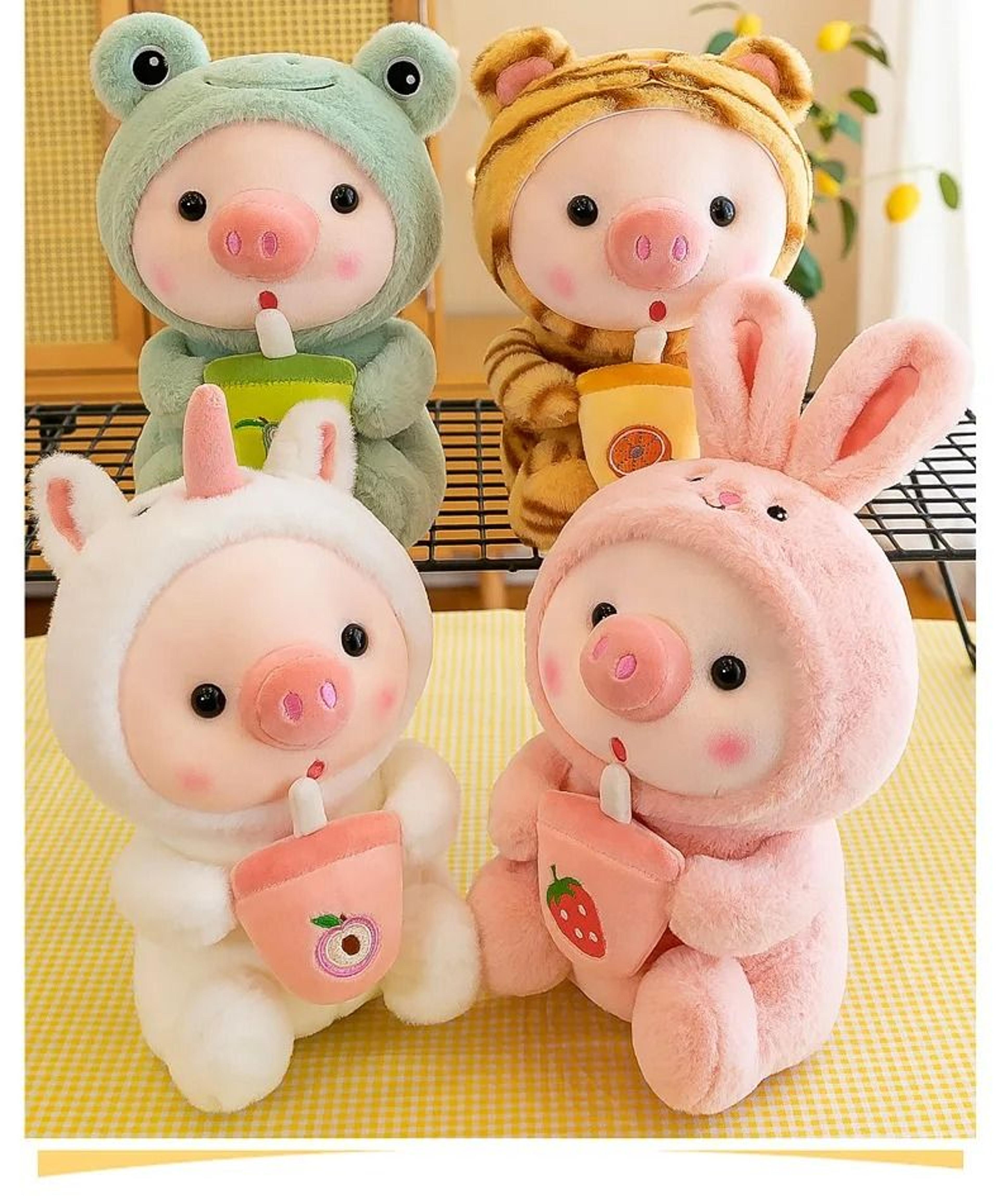Cartoon Animal Transformation Milk Tea Pig Plush Toy 2