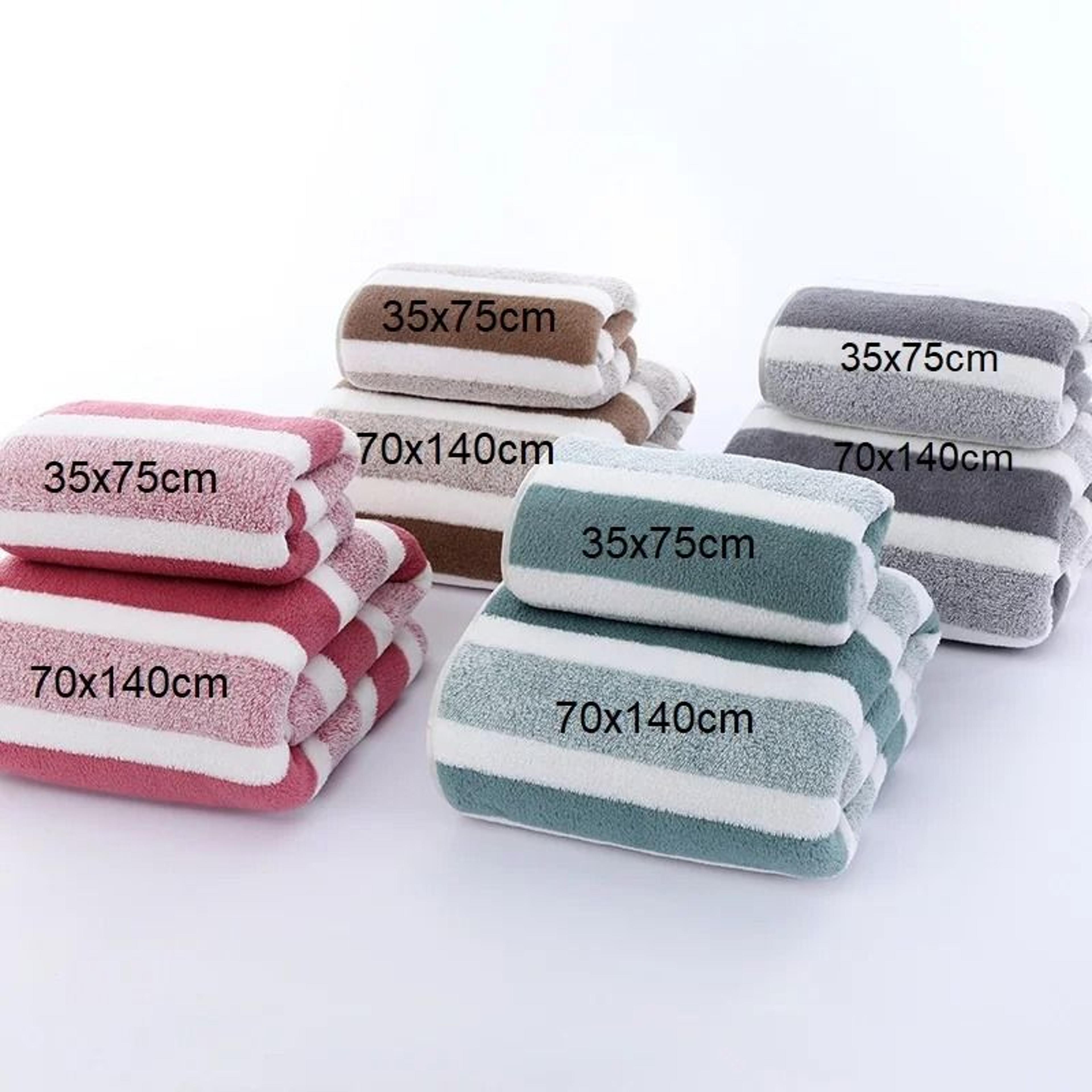 Striped Pattern Quick Dry Soft Towel Set For Bathroom And Face Care 0