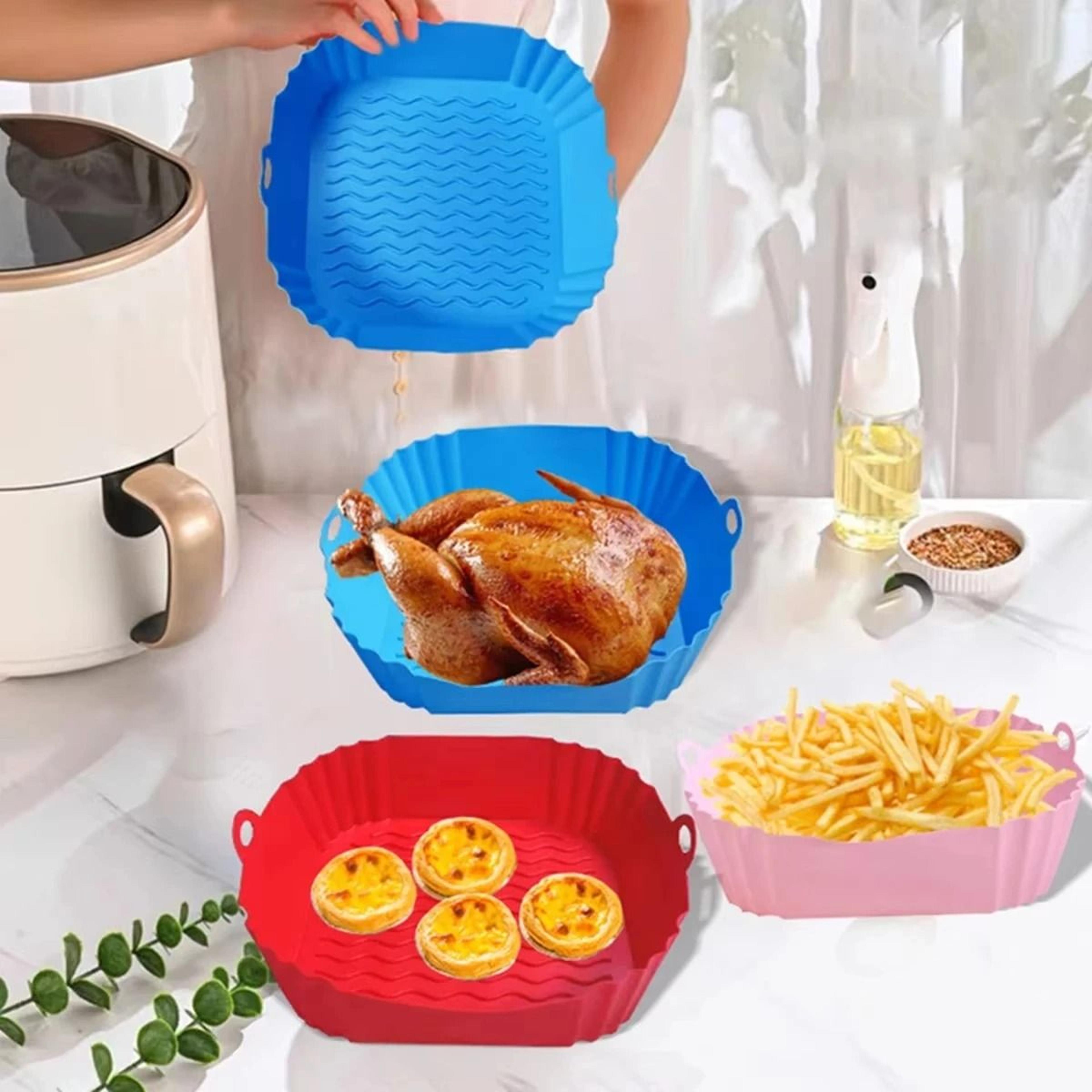 Silicone Square Air Fryer Pot Tray Reusable 19 Cm 1