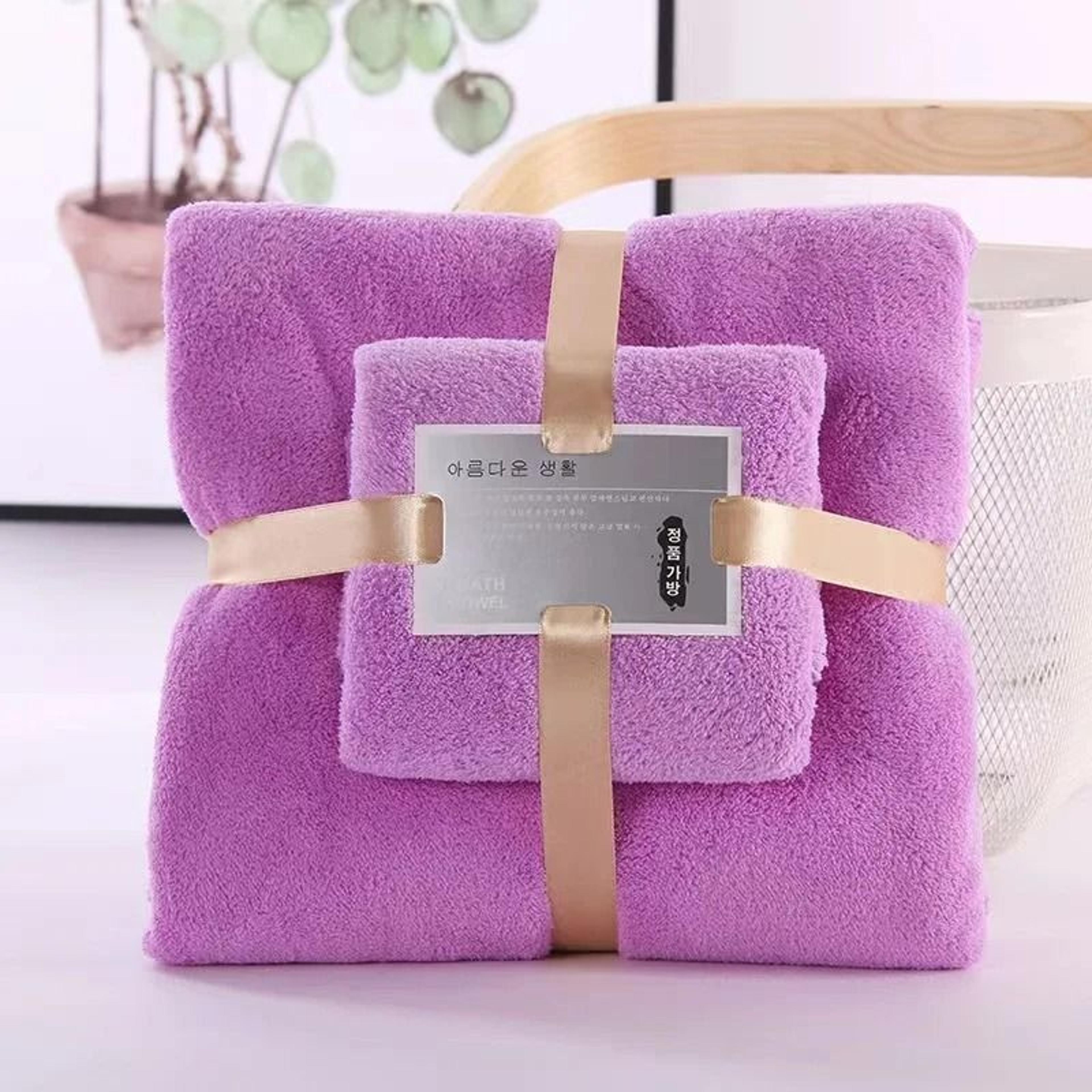 Coral Velvet Bath Towel Set 2 Pieces 70 X 140 Cm And 35 X 75 Cm 10