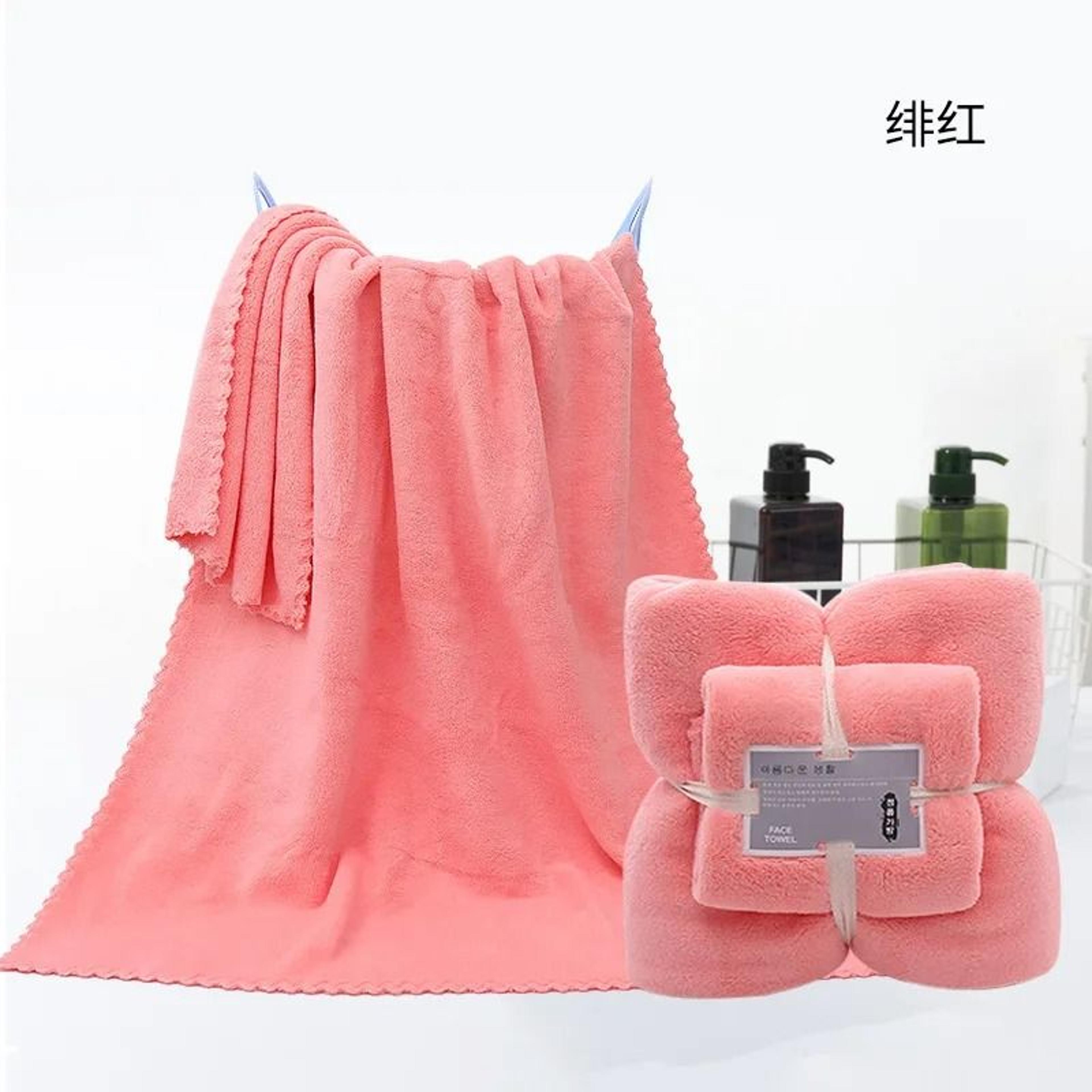 Coral Velvet Bath Towel Set 2 Pieces 70 X 140 Cm And 35 X 75 Cm 5