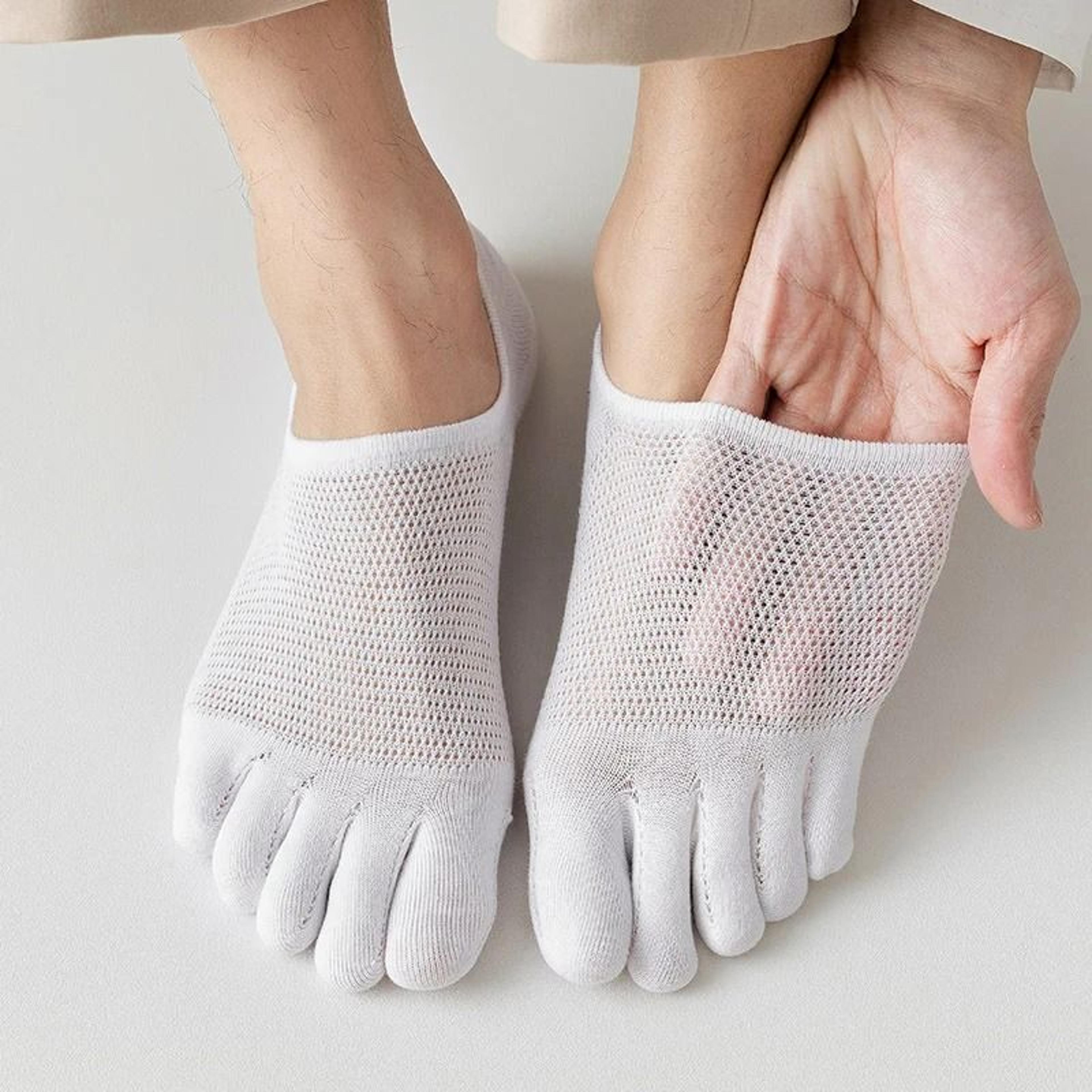 3 Pairs Mens Breathable Toe Socks Casual Finger Boat Socks 3
