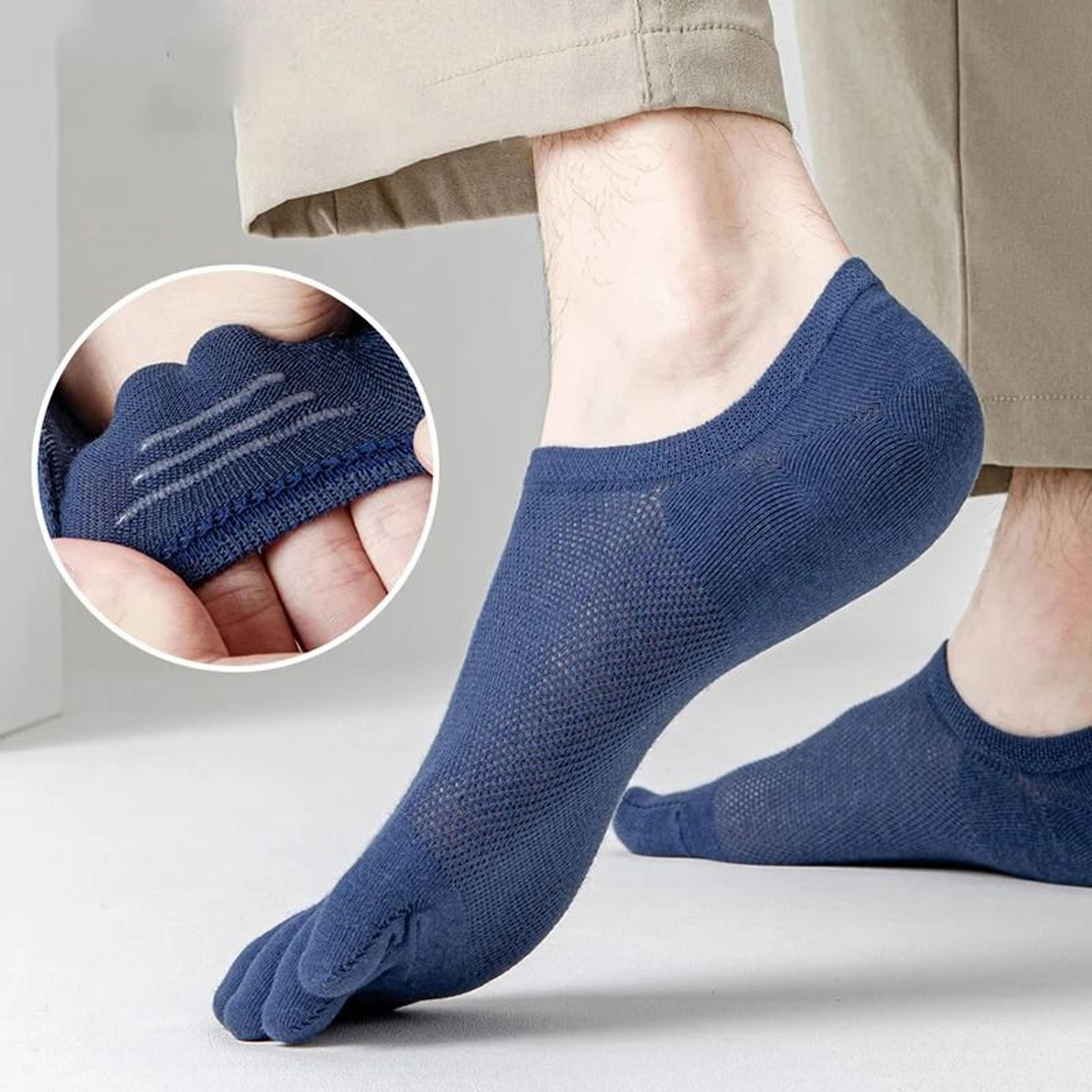 3 Pairs Mens Breathable Toe Socks Casual Finger Boat Socks 4