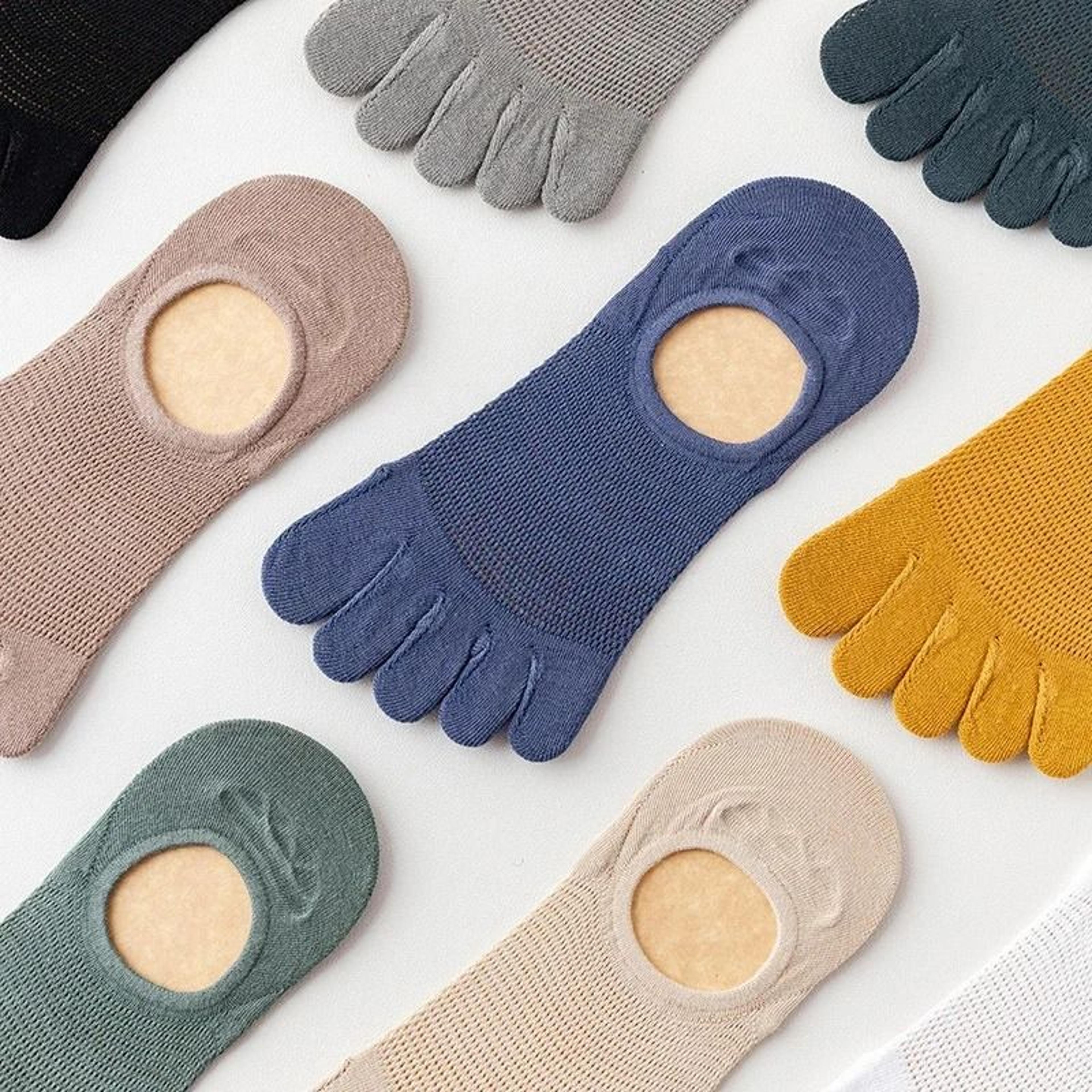 3 Pairs Mens Breathable Toe Socks Casual Finger Boat Socks 5