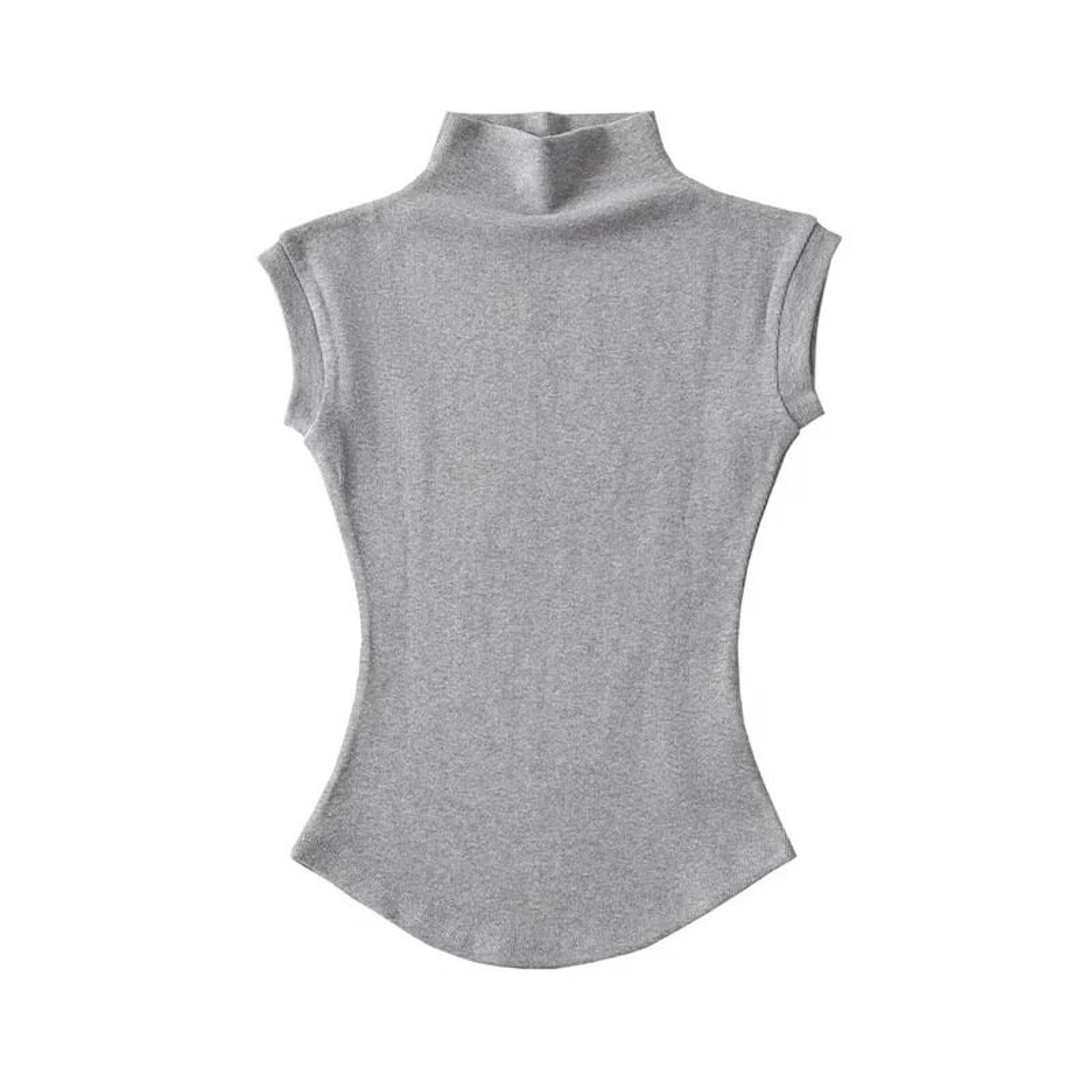 Women Summer Turtleneck Sleeveless Top Solid Slim Fit 8