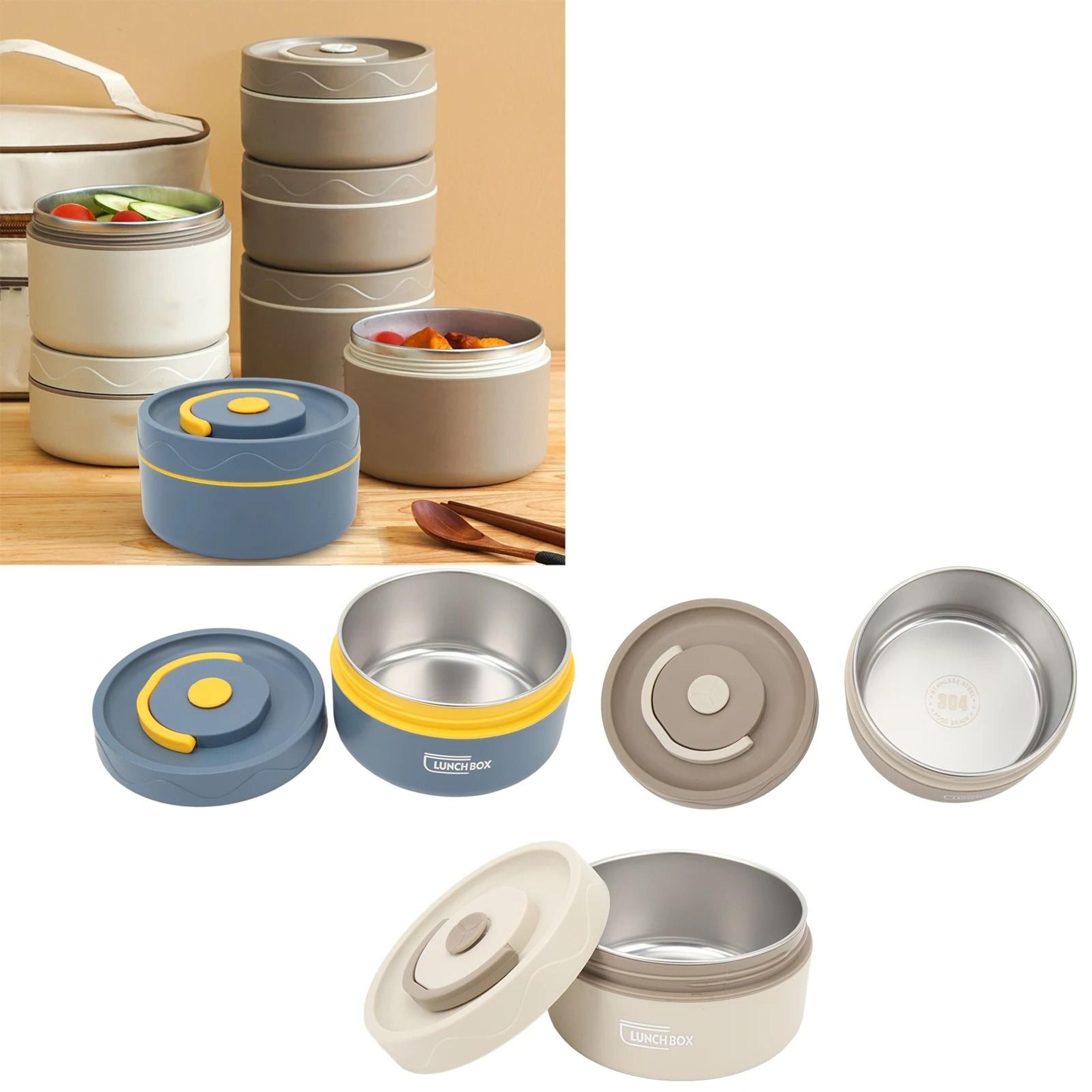 Stainless Steel Thermal Lunch Box Double Layer Round Portable Food Container For Work And School 1