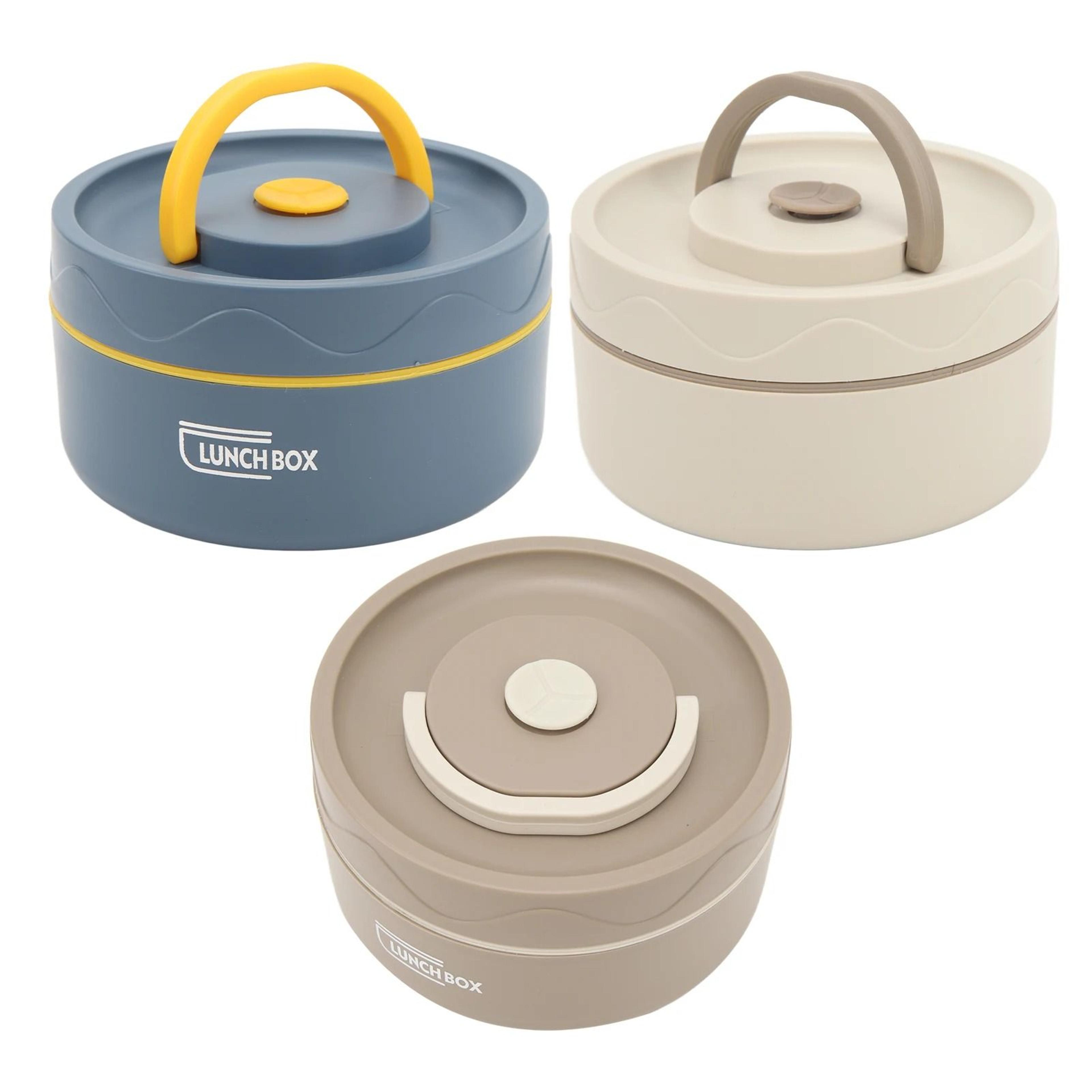 Stainless Steel Thermal Lunch Box Double Layer Round Portable Food Container For Work And School 2