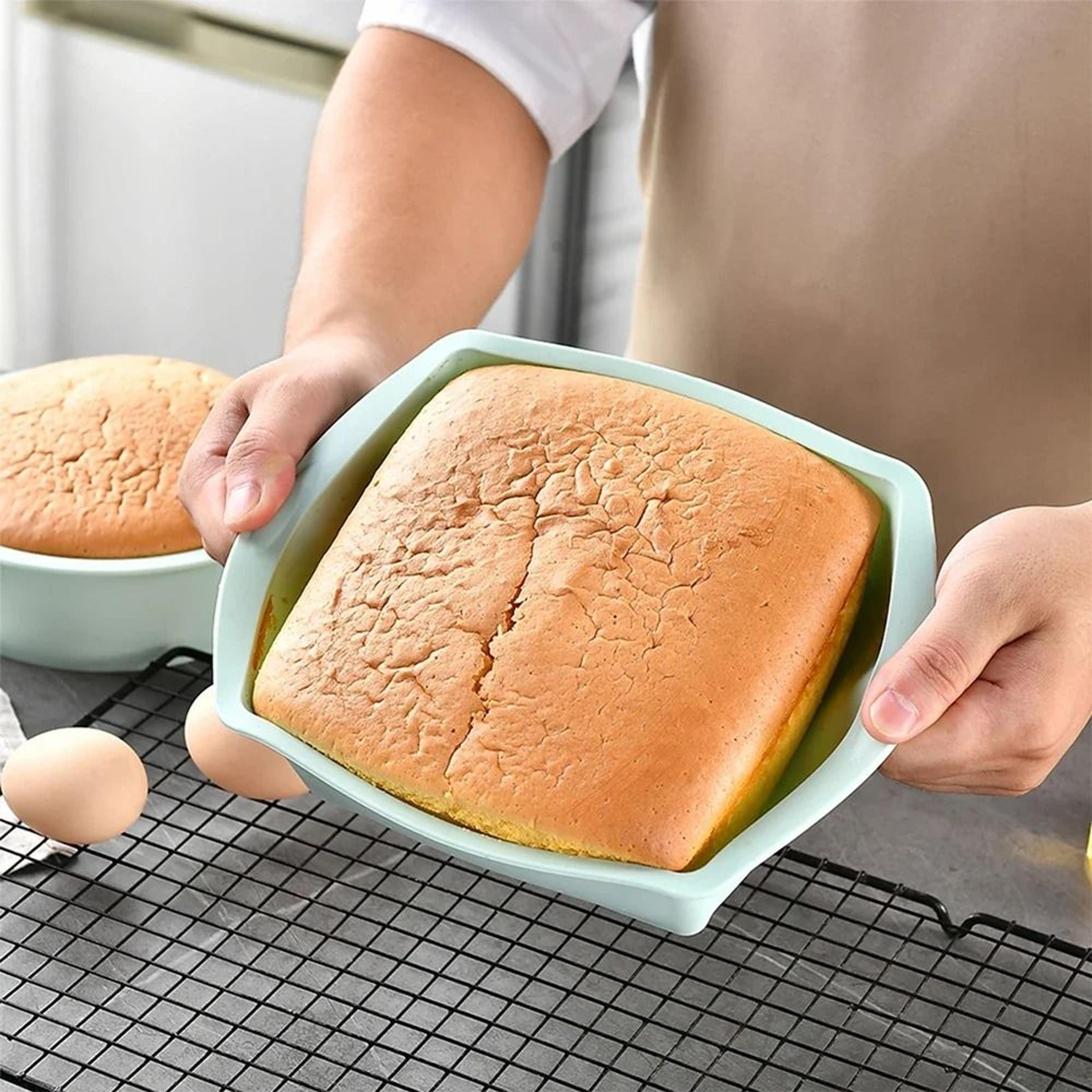 Silicone Square Cake Plate NonStick With AntiSlip Handle For Oven  Air Fryer 4