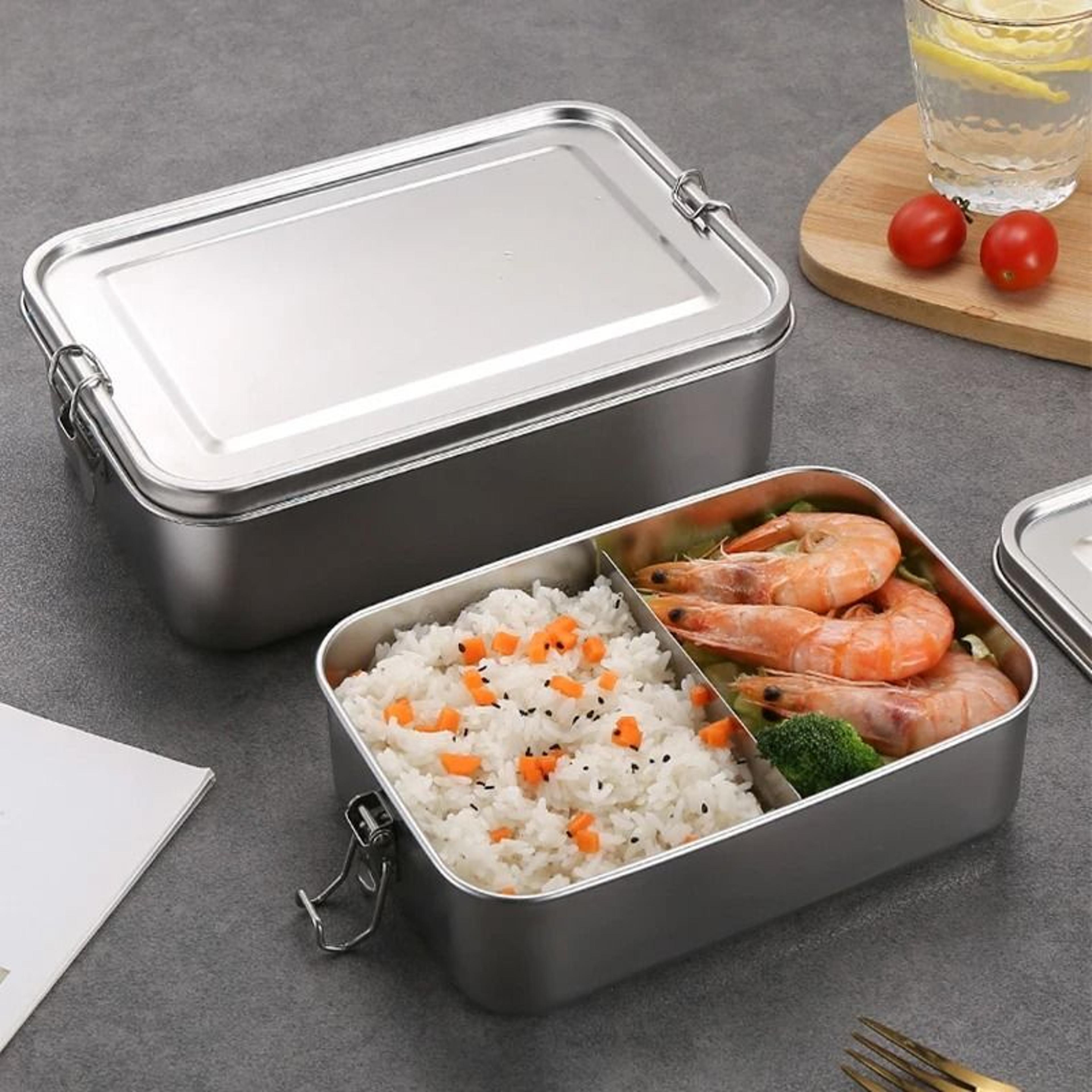 Stainless Steel Lunch Box With Removable Dividers 850 ML For Kids And Adults 0