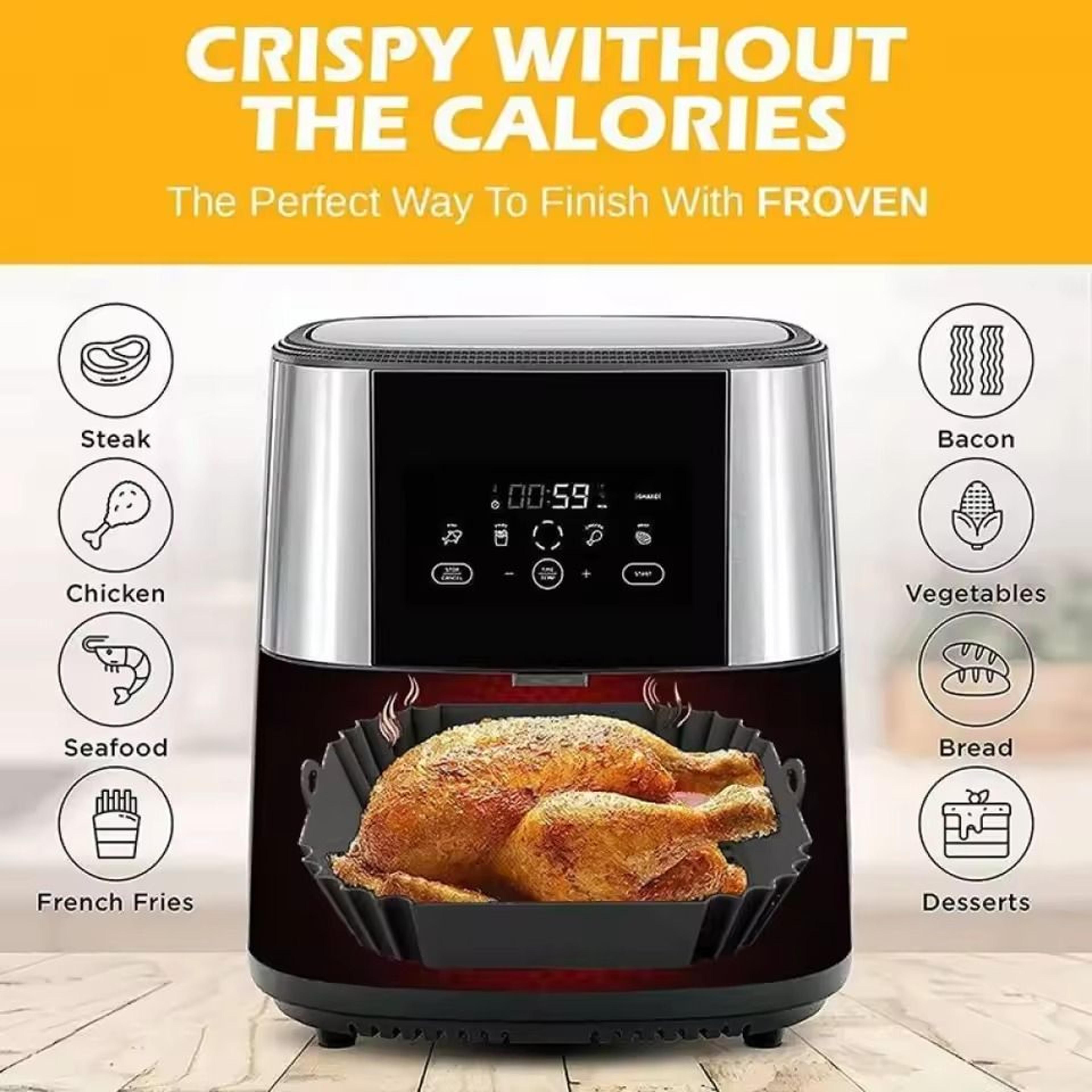 Silicone Square Air Fryer Pot Tray With Handle For Reusable Non Stick Baking 4
