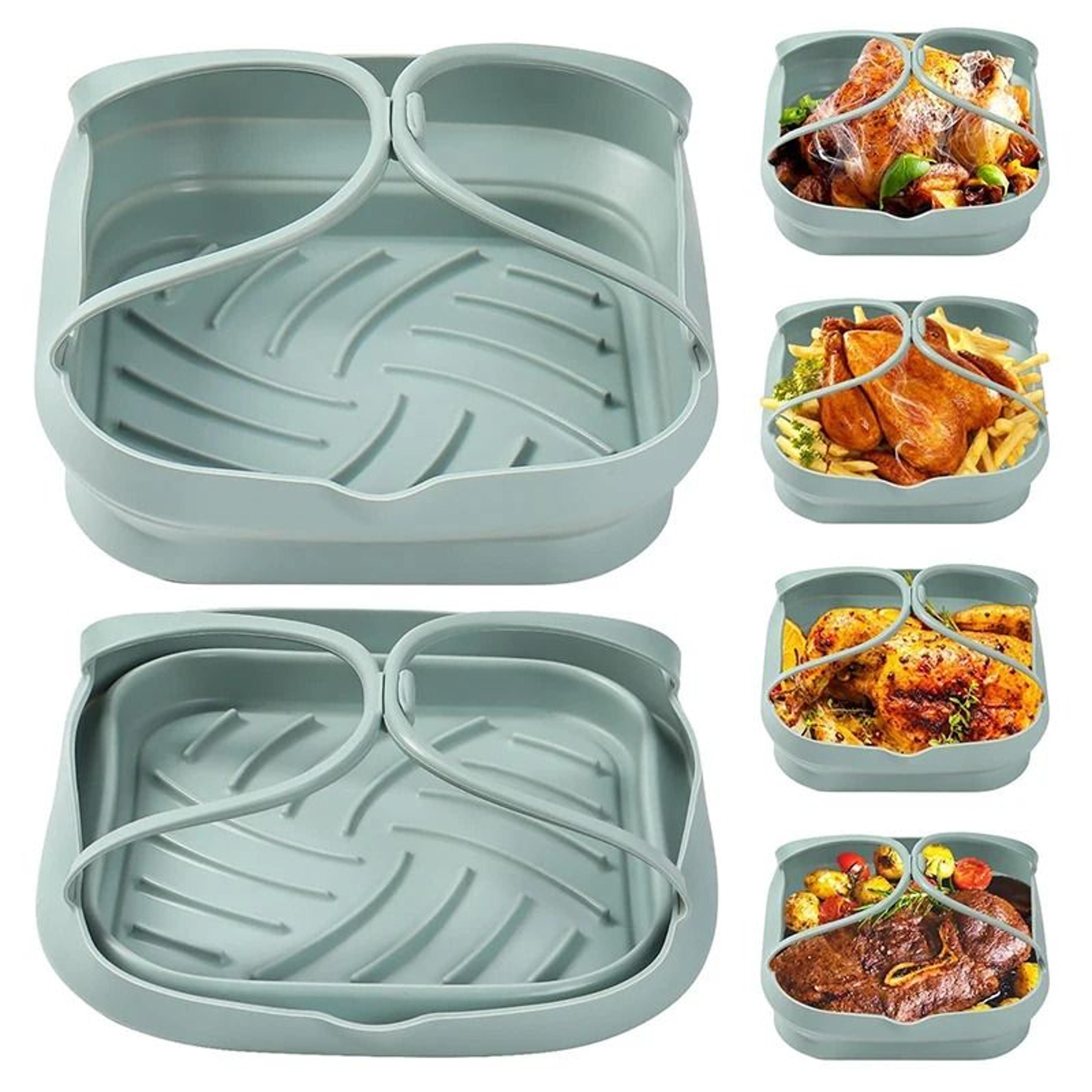 silicone foldable air fryer basket with handle