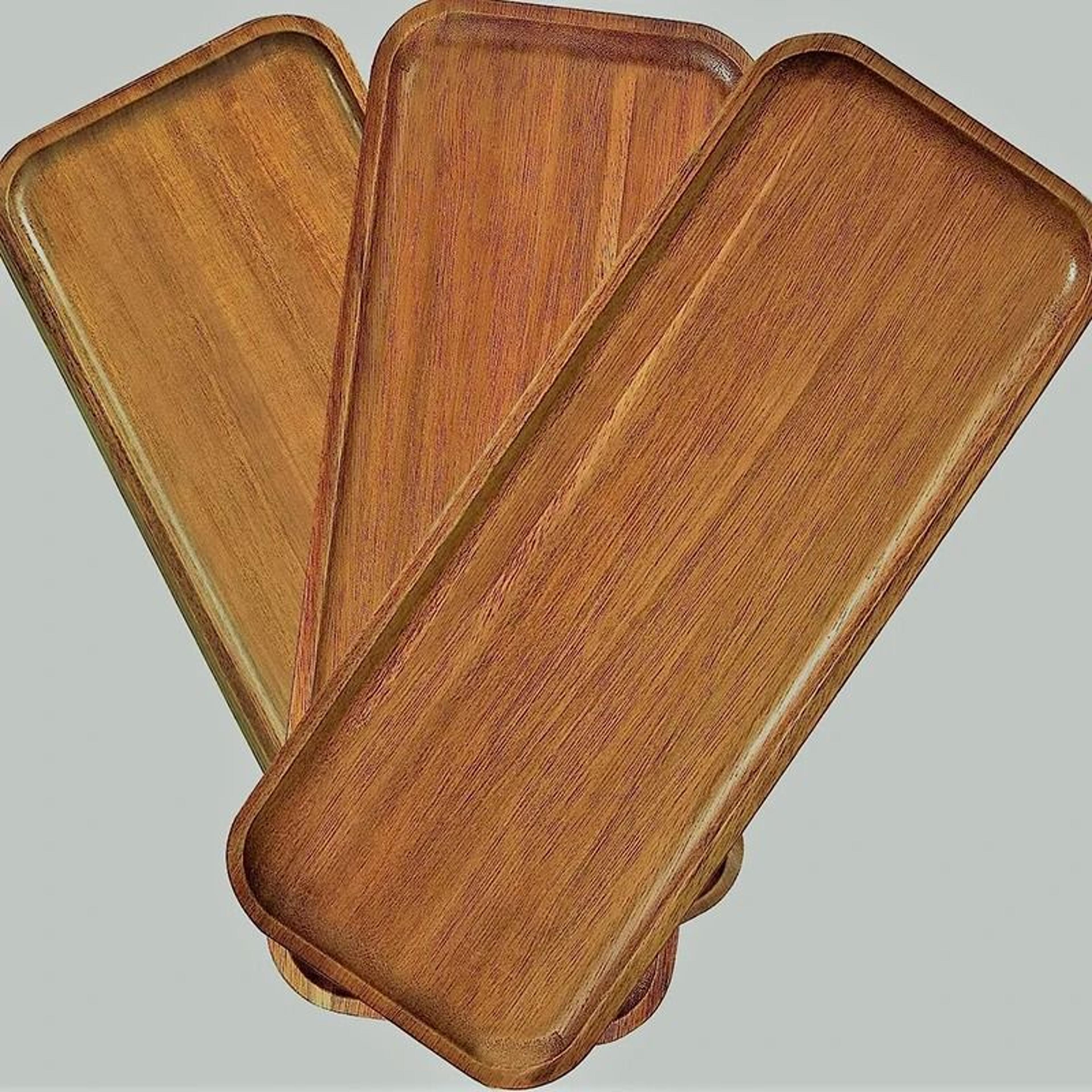 Solid Wood Serving Tray Japanese Style Round Rectangle Dessert Plate 4