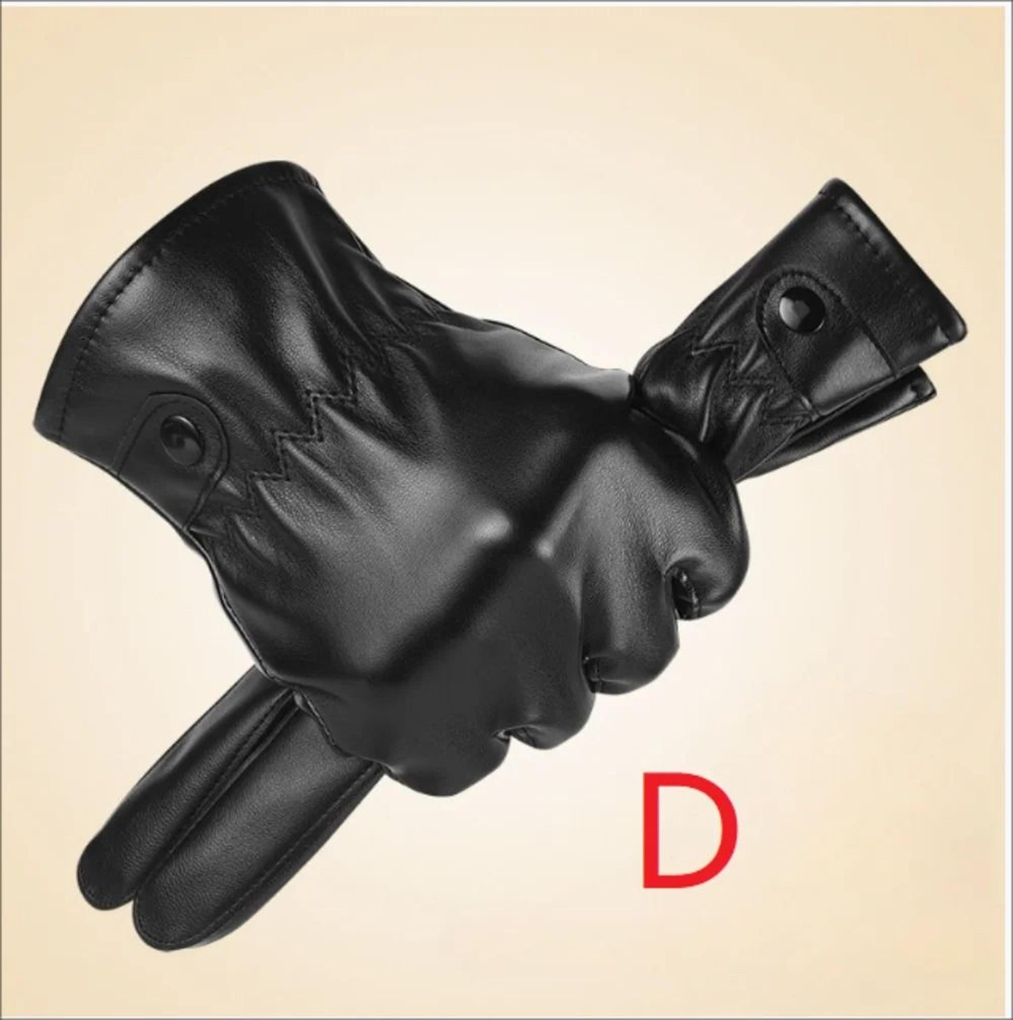 Winter Fashion Black PU Leather Gloves Men Thin Style Driving NonSlip Touchscreen 6