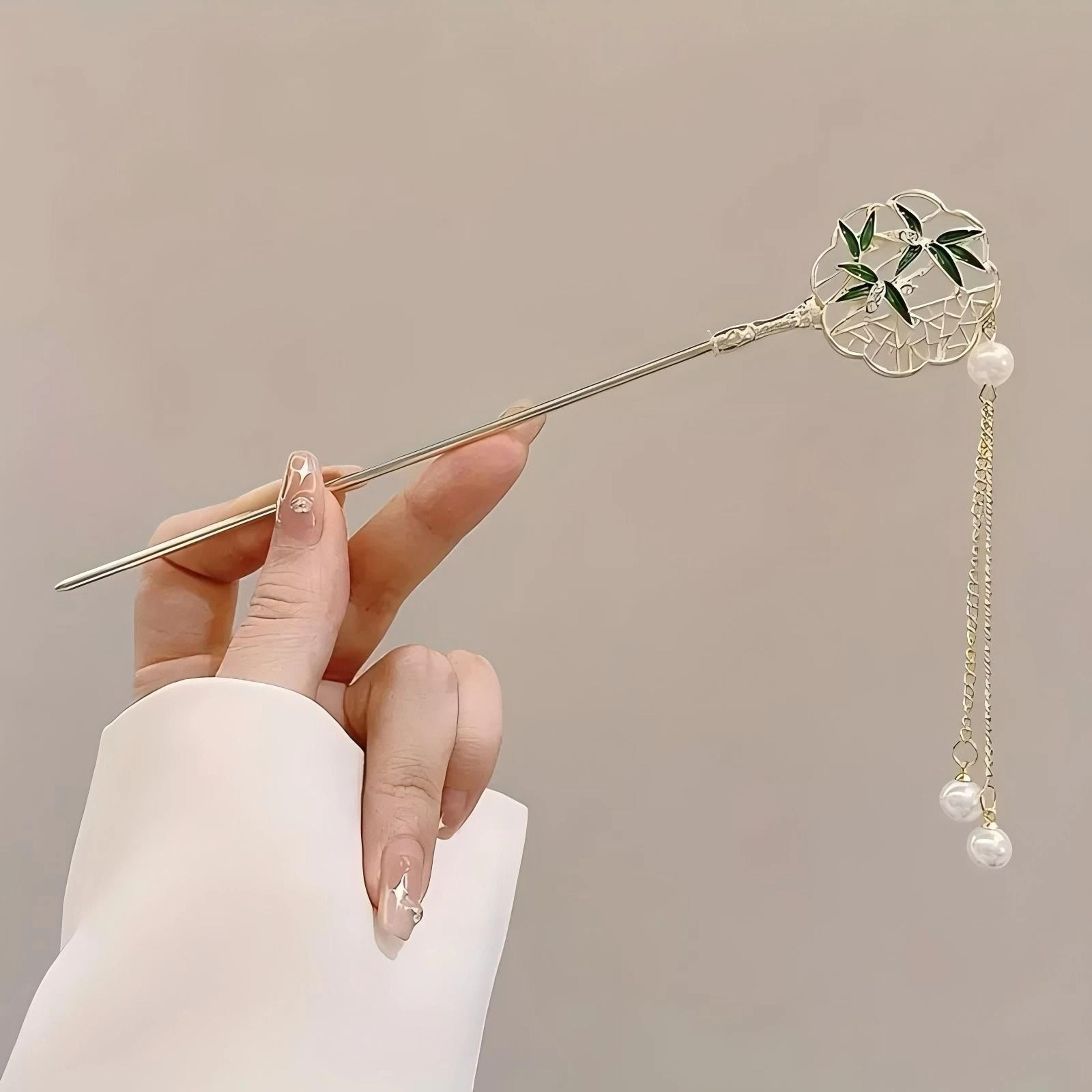 Elegant Chinese Style Tassel Hair Stick Traditional Floral Hairpin For Women 4