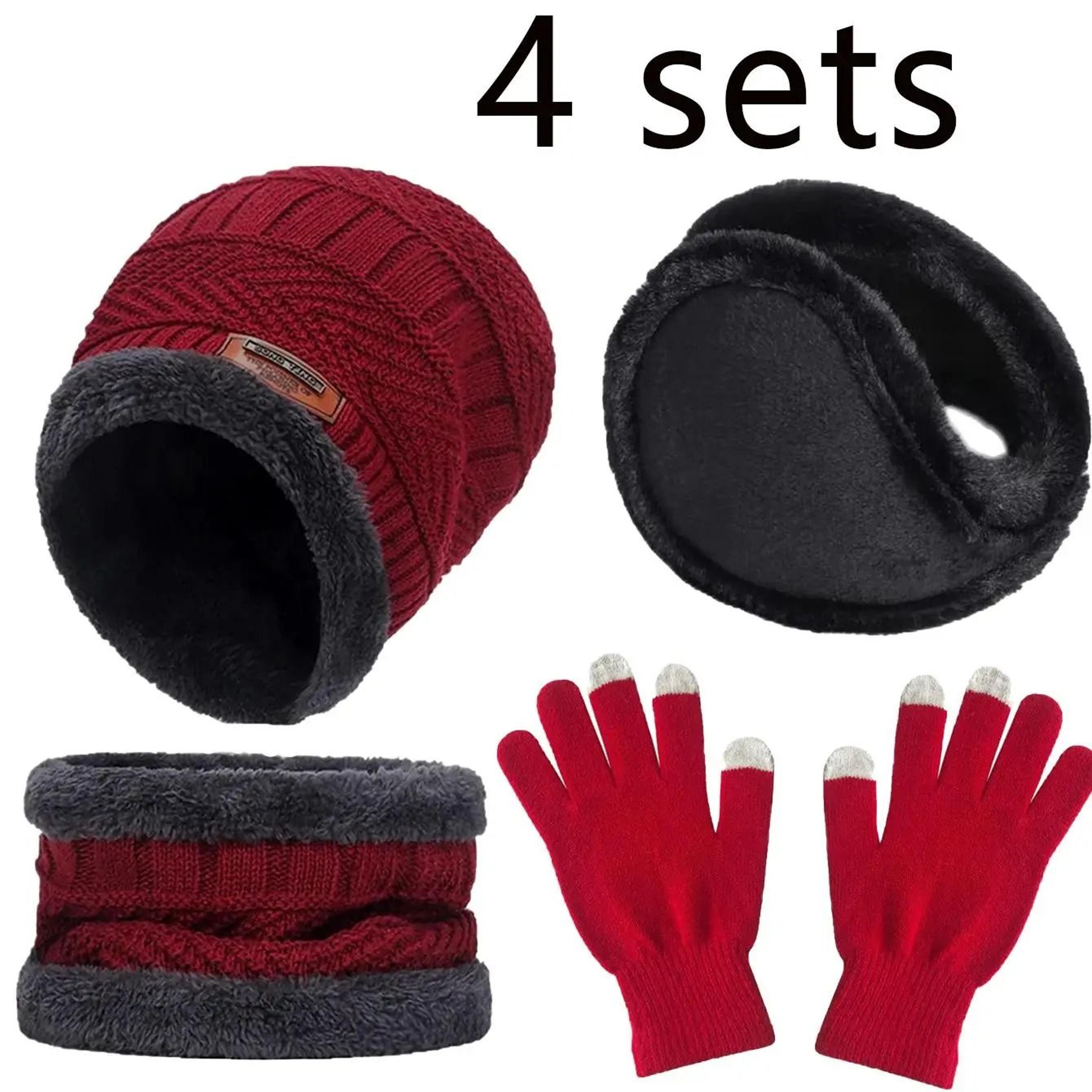 Winter Warm Velvet Hat Scarf And Gloves Set For Men And Women 11