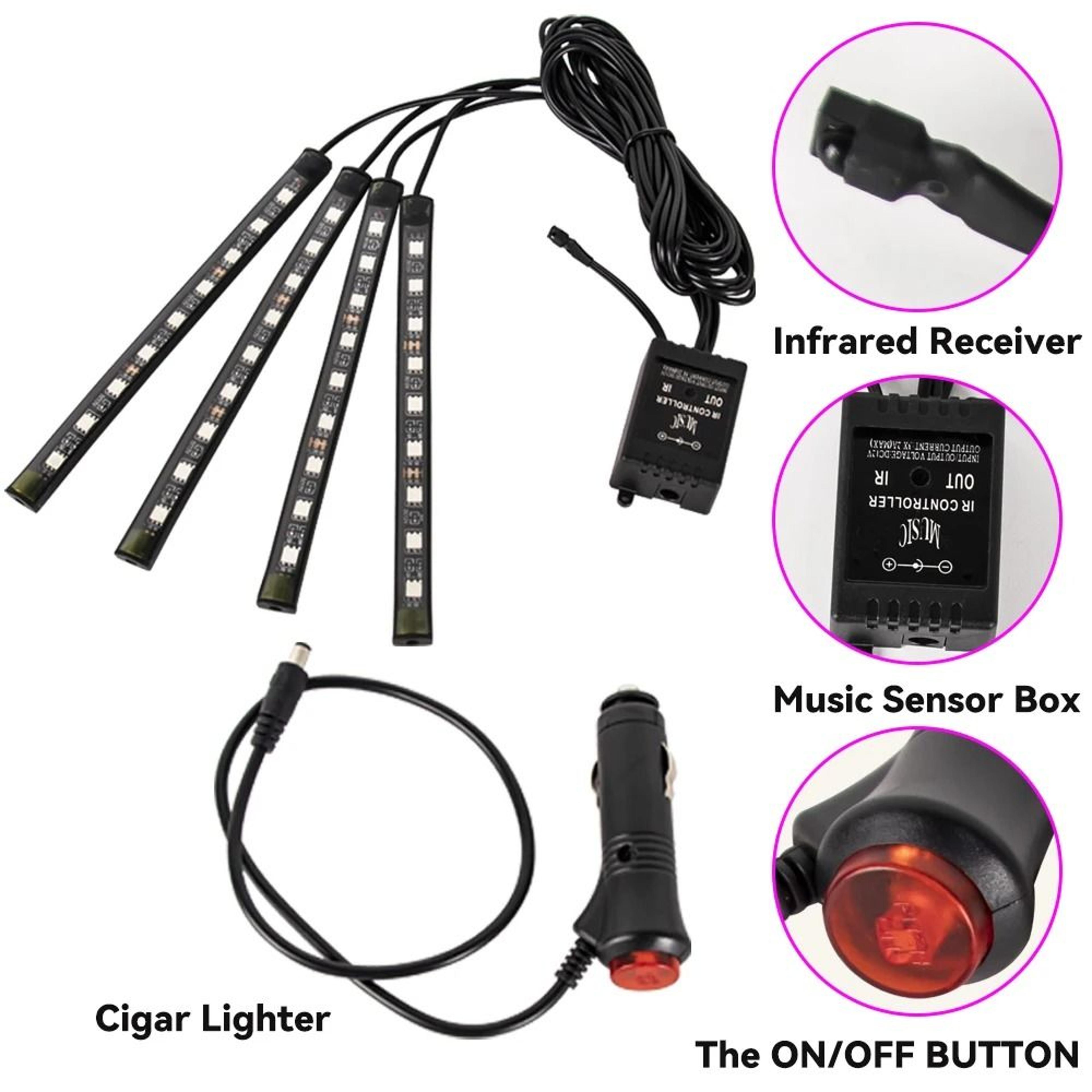 Neon LED Car Interior Ambient Foot Light USB RGB Light 4