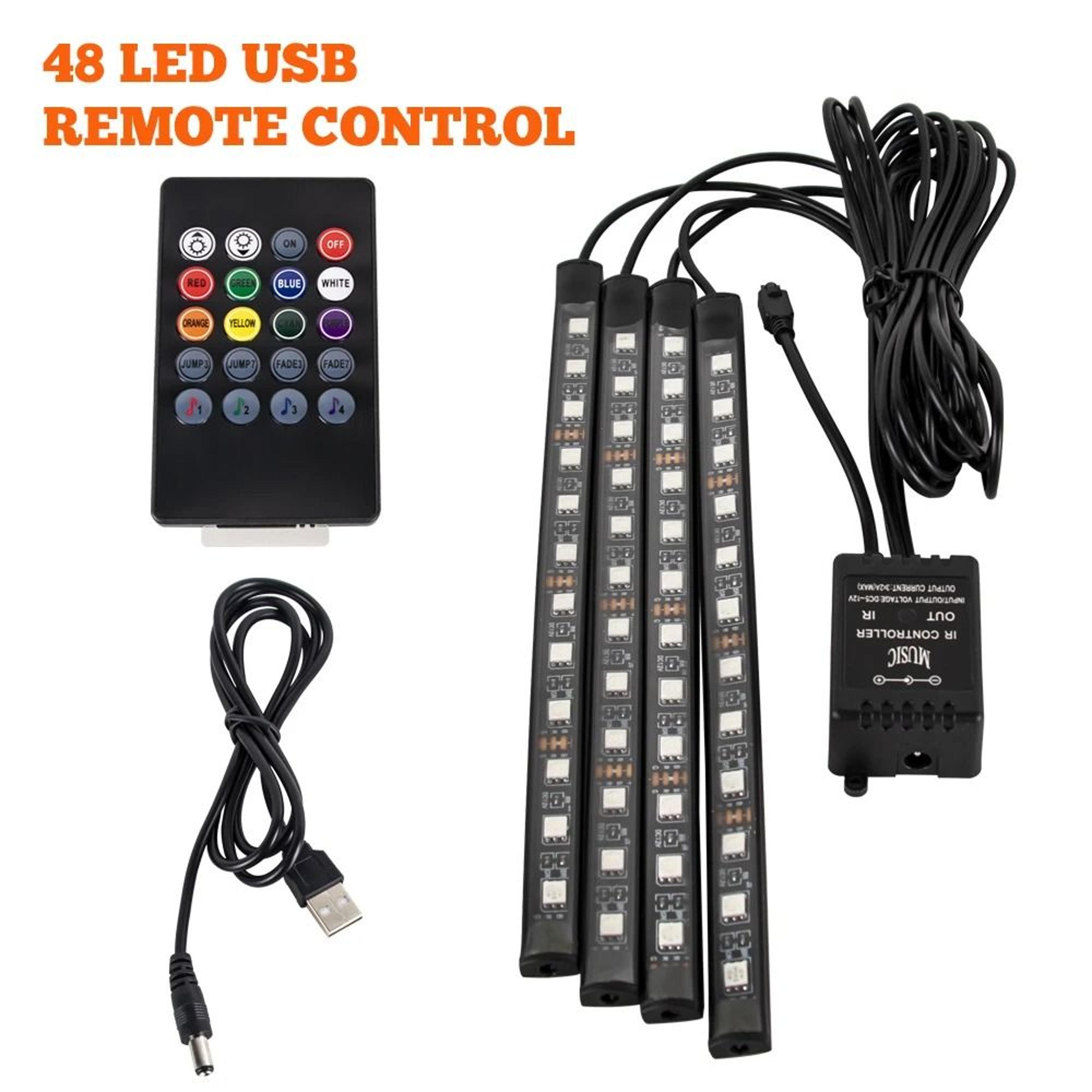Neon LED Car Interior Ambient Foot Light USB RGB Light 12
