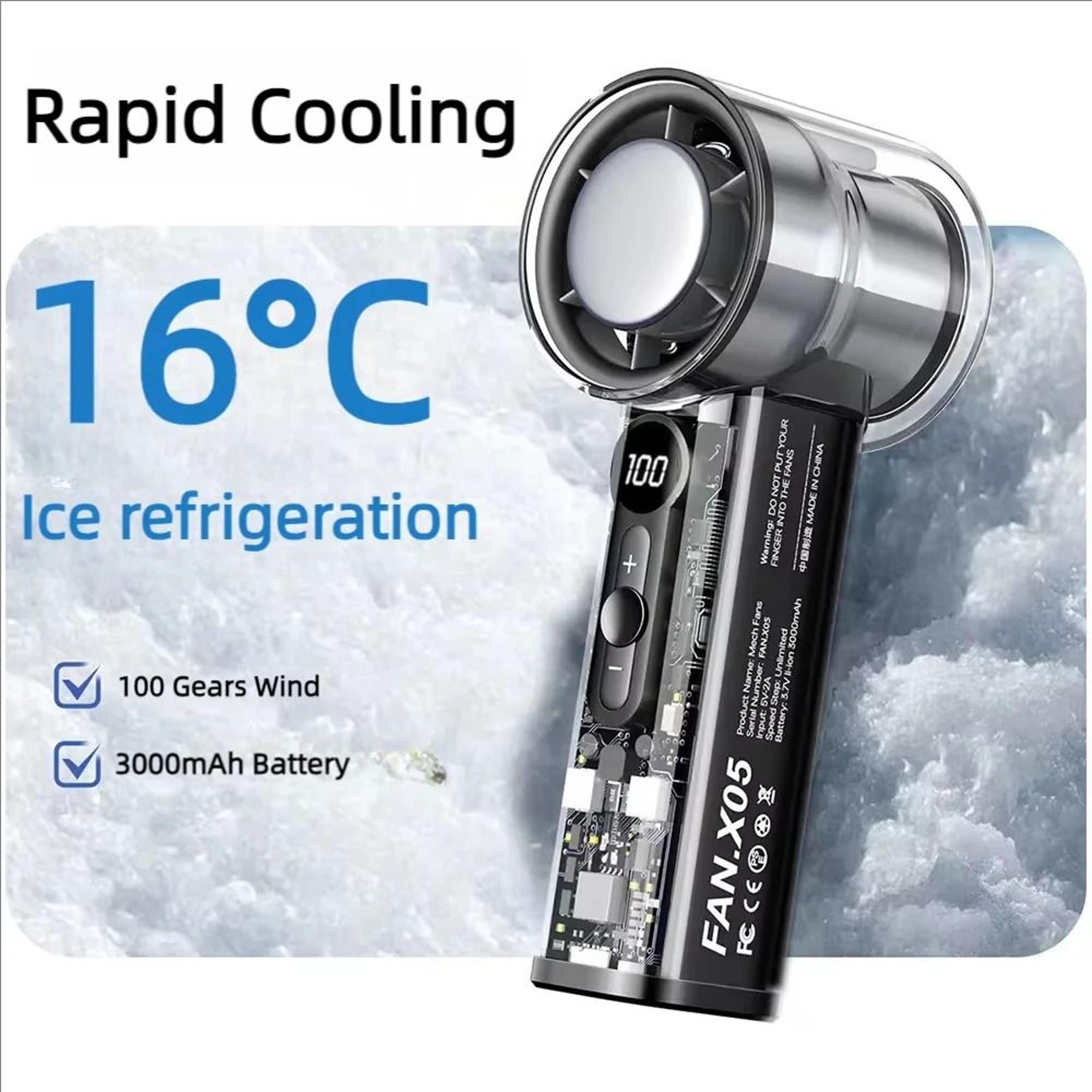 portable semiconductor refrigeration handheld fan with rechargeable battery