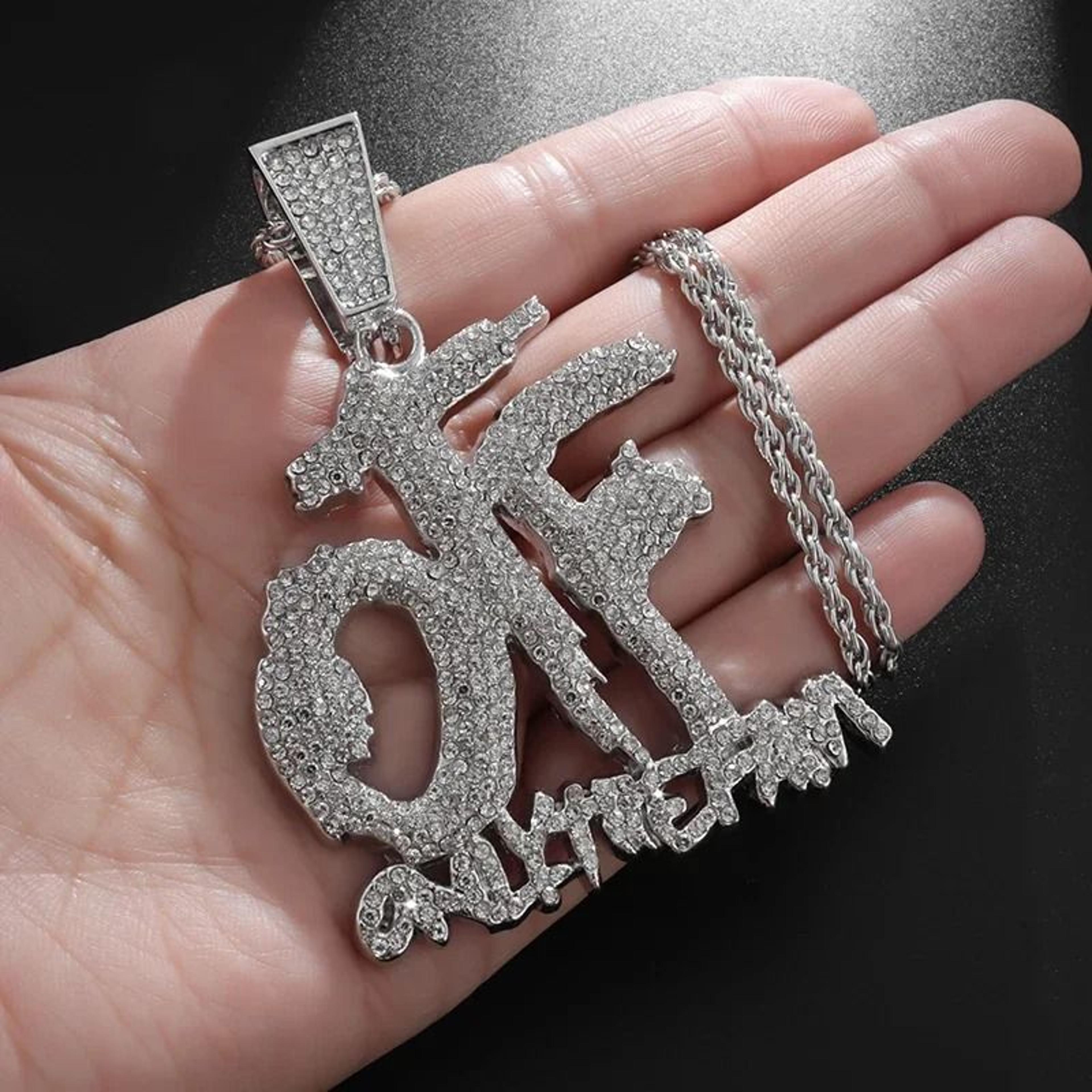 luxurious ice crystal zirconia otf pendant necklace for men and women