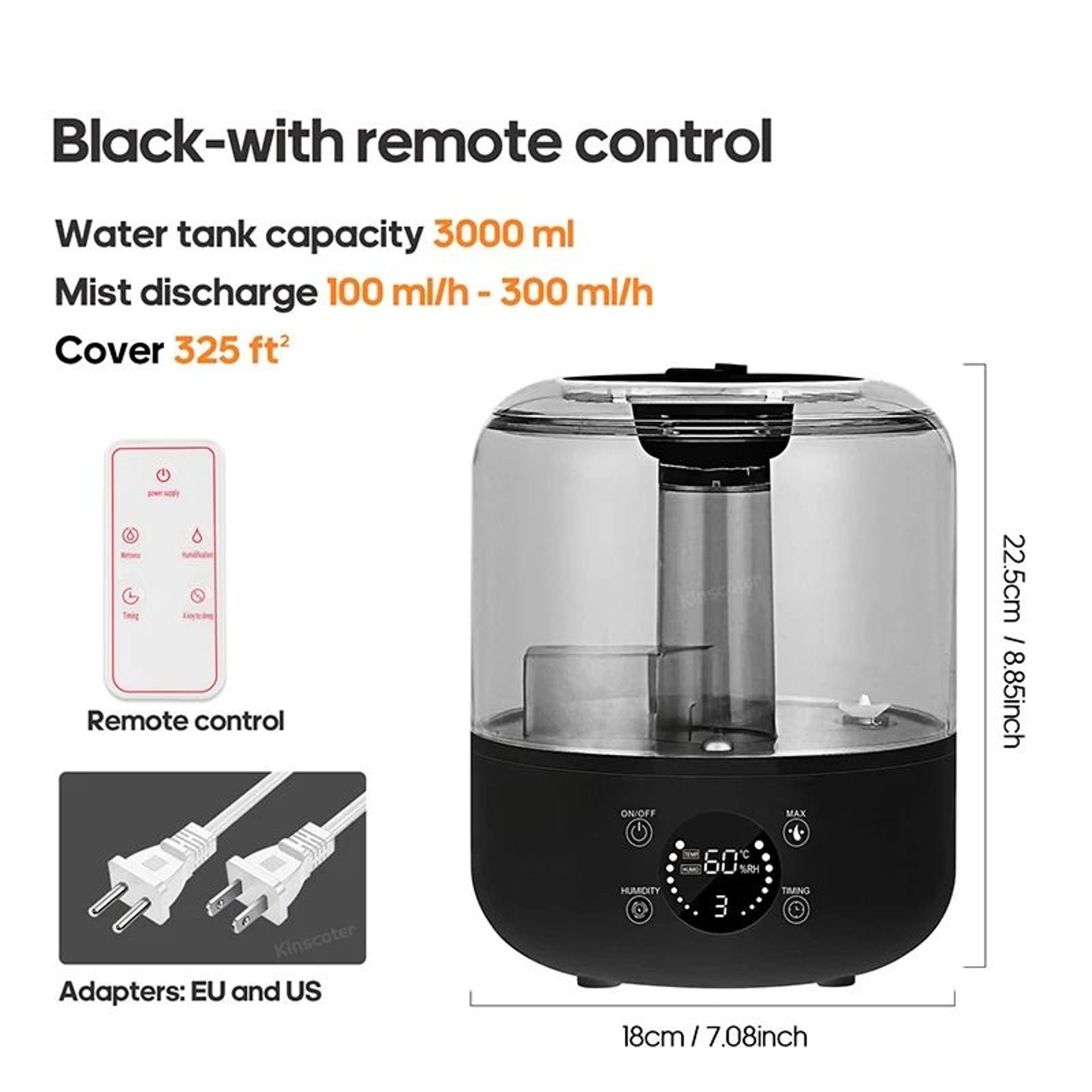 KINSCOTER Large Capacity 3L Home Air Humidifier With Plant Mist And Remote Control 8