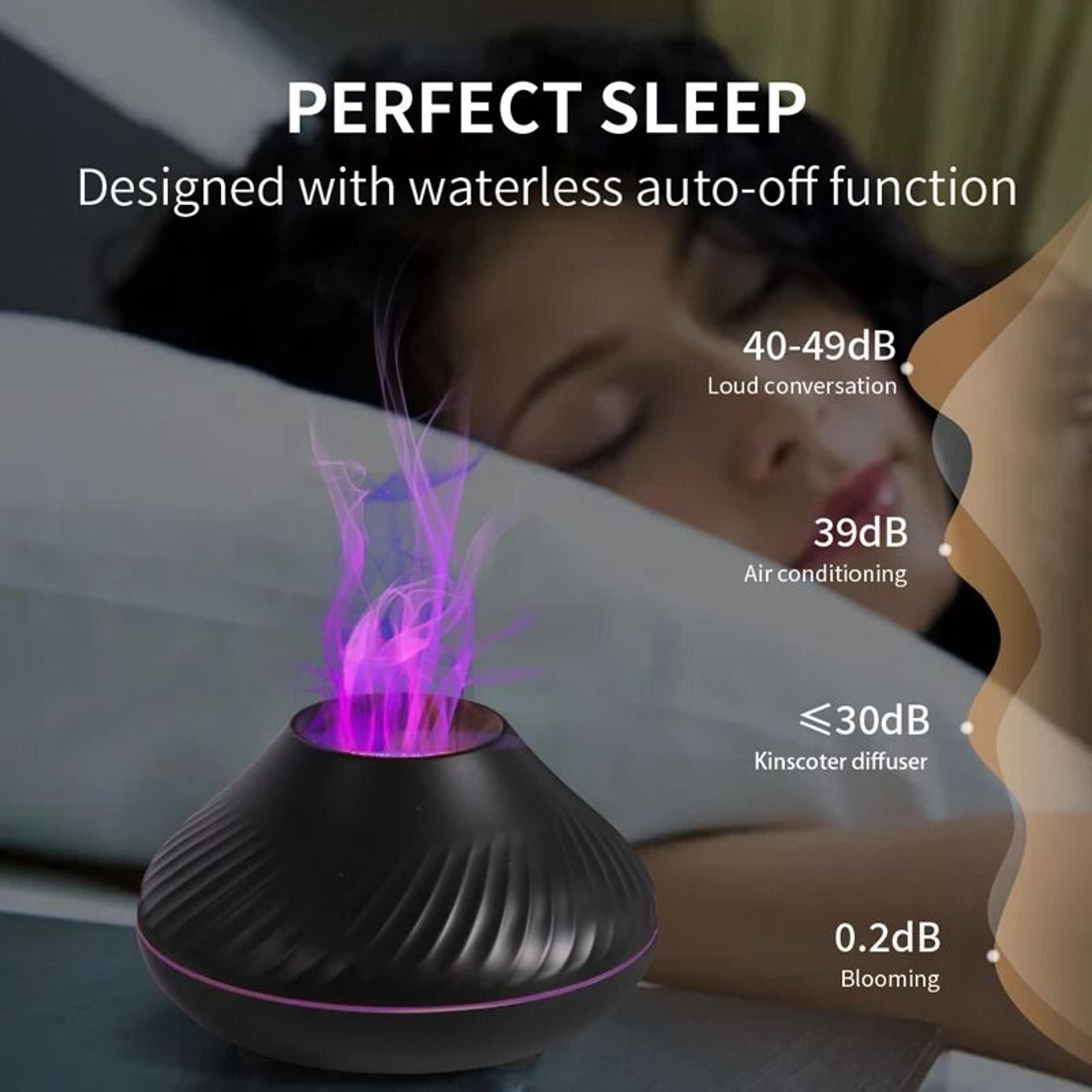 Kinscoter Volcanic Aroma Diffuser 130ml USB Portable Air Humidifier With Color Flame Night Light 1