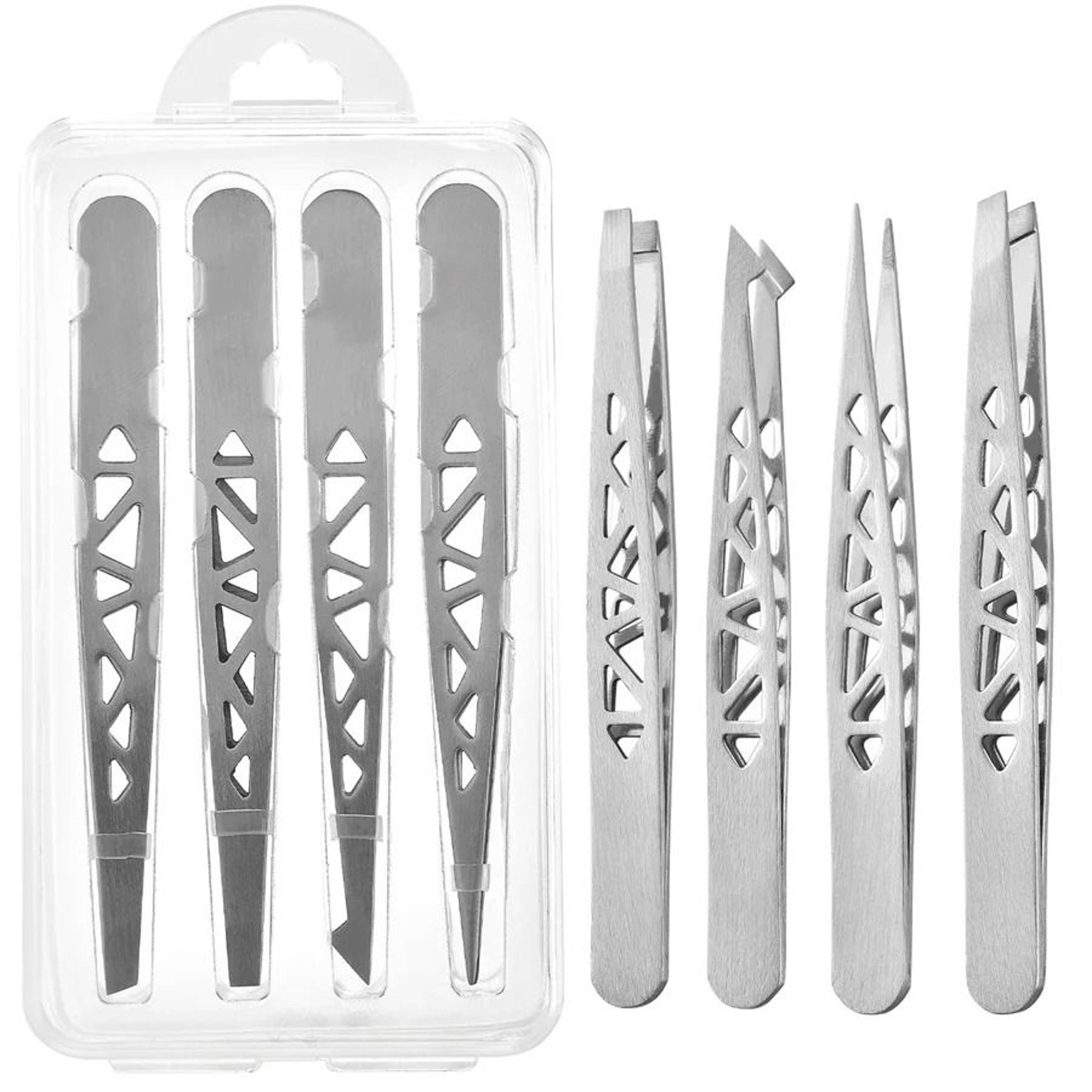 Premium Stainless Steel Tweezers Set 34 Pcs Precision Sharp Tip For Eyebrow Facial And Ingrown Hair 12