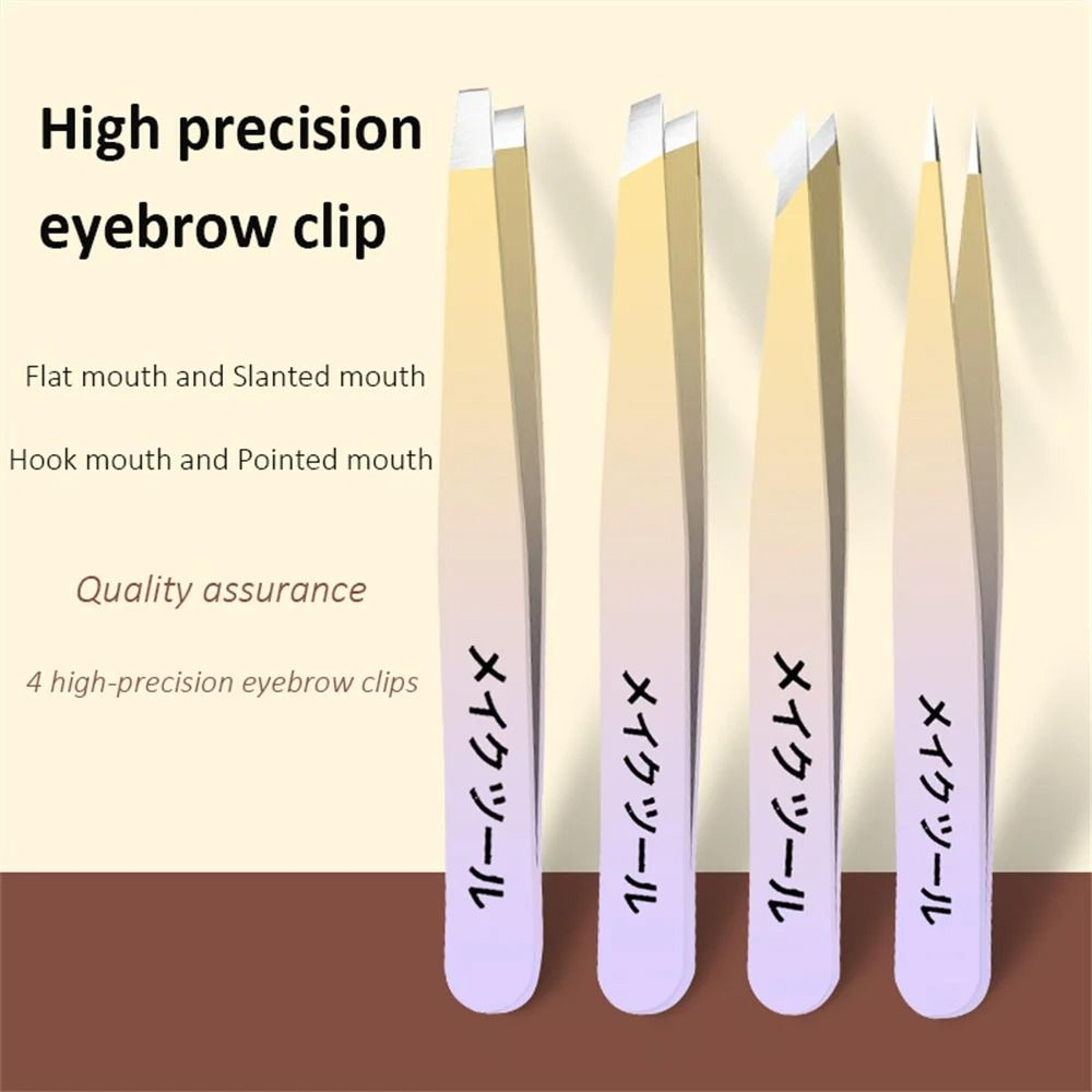 Ouriner Eyebrow Tweezers Set 4 PCS Stainless Steel Professional Beauty Tool Set For Facial Hair Rem 14