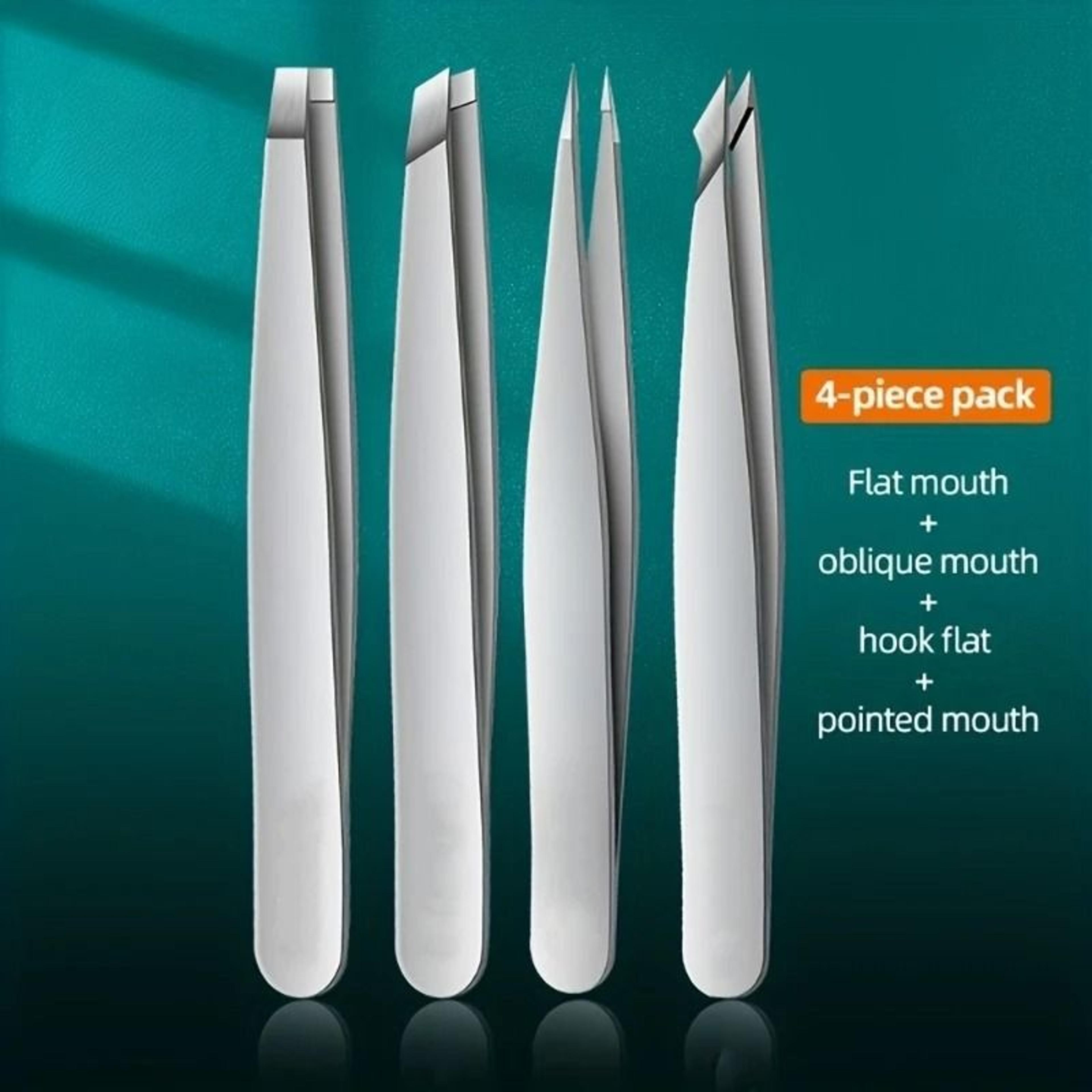 Ouriner Eyebrow Tweezers Set 4 PCS Stainless Steel Professional Beauty Tool Set For Facial Hair Rem 6