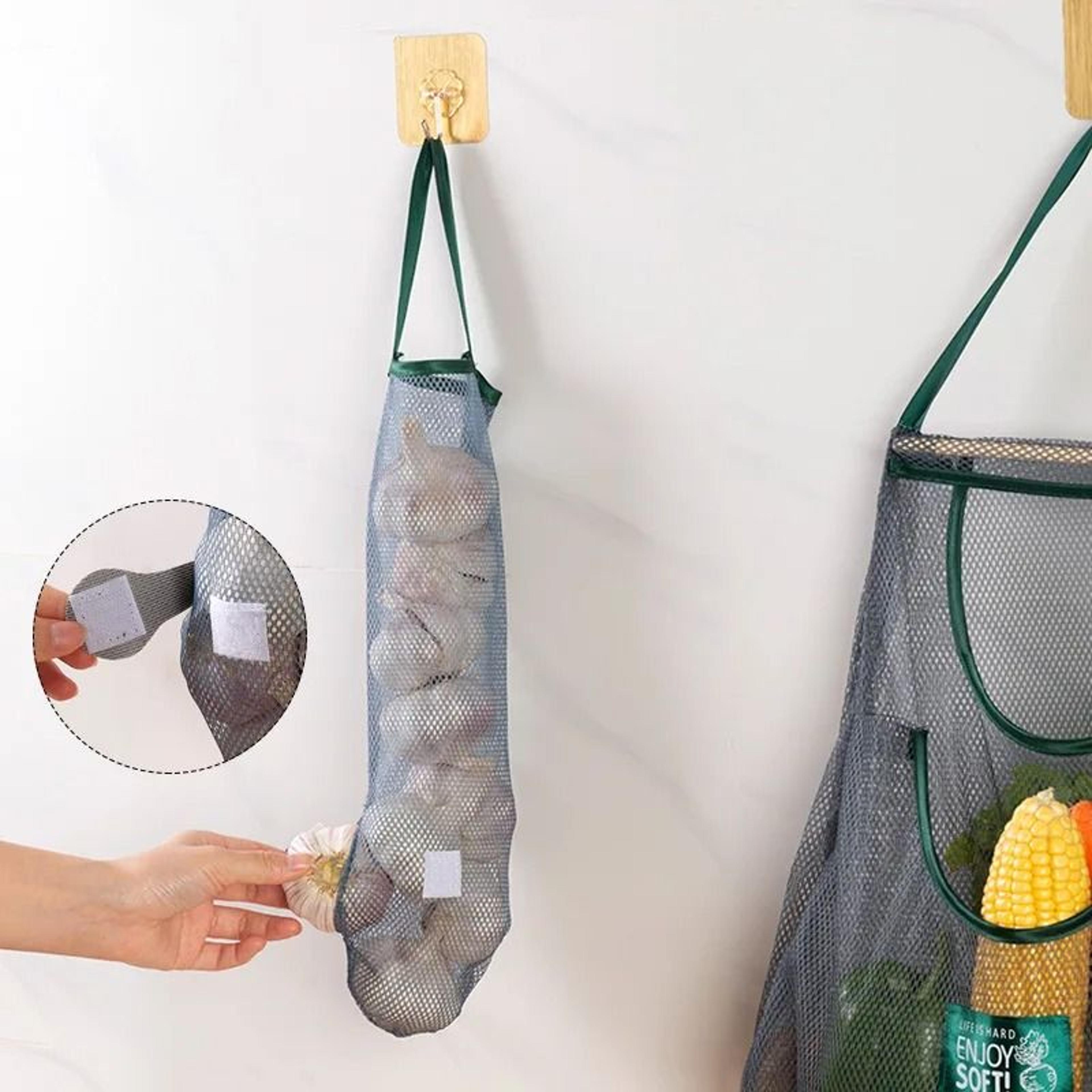 Reusable Hanging Mesh Storage Bags For Kitchen Fruits Vegetables Ginger Garlic Potatoes Onions 4