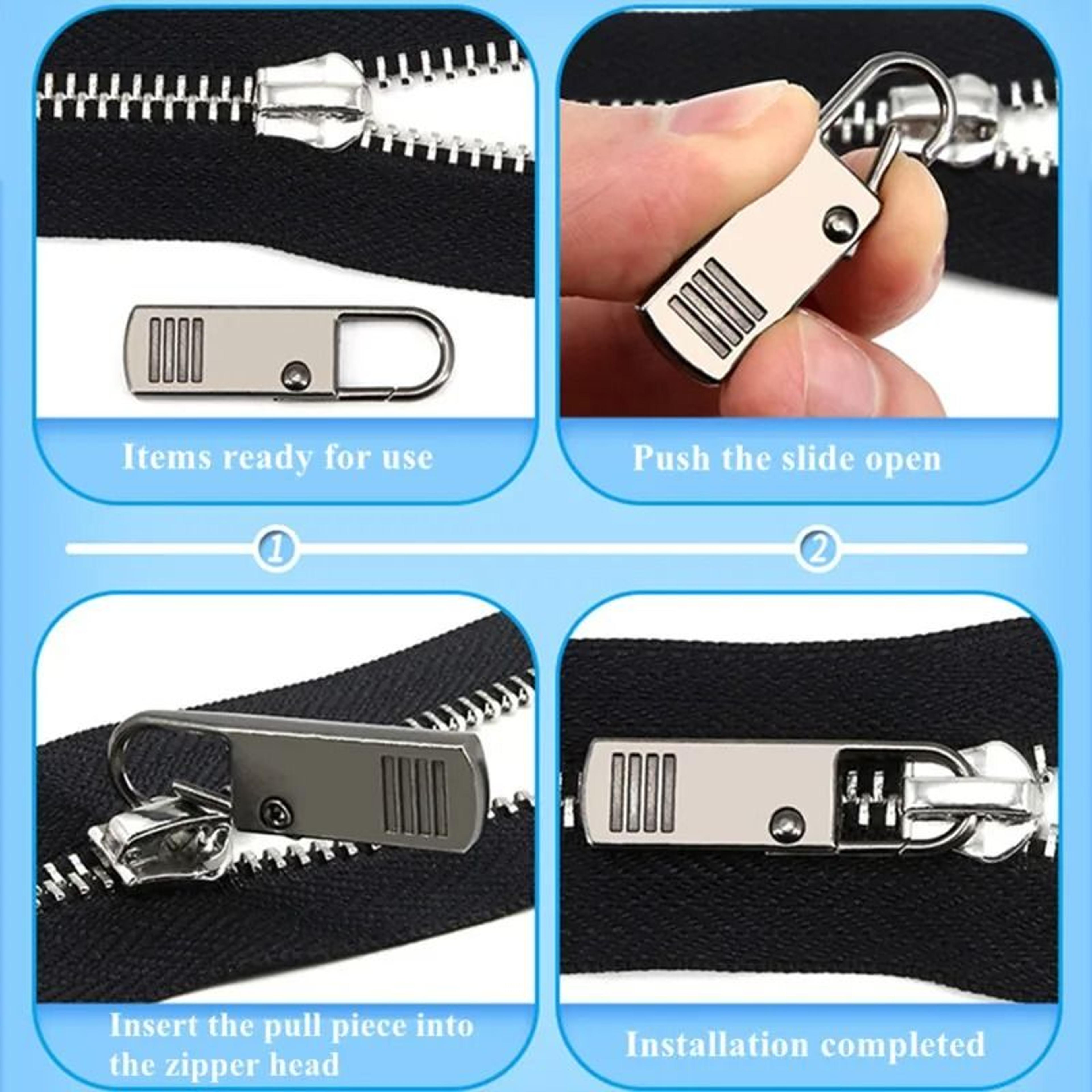 Zipper Slider Puller Instant Zipper Repair Kit Replacement For Travel Bags Suitcases And Sewing Pro 3