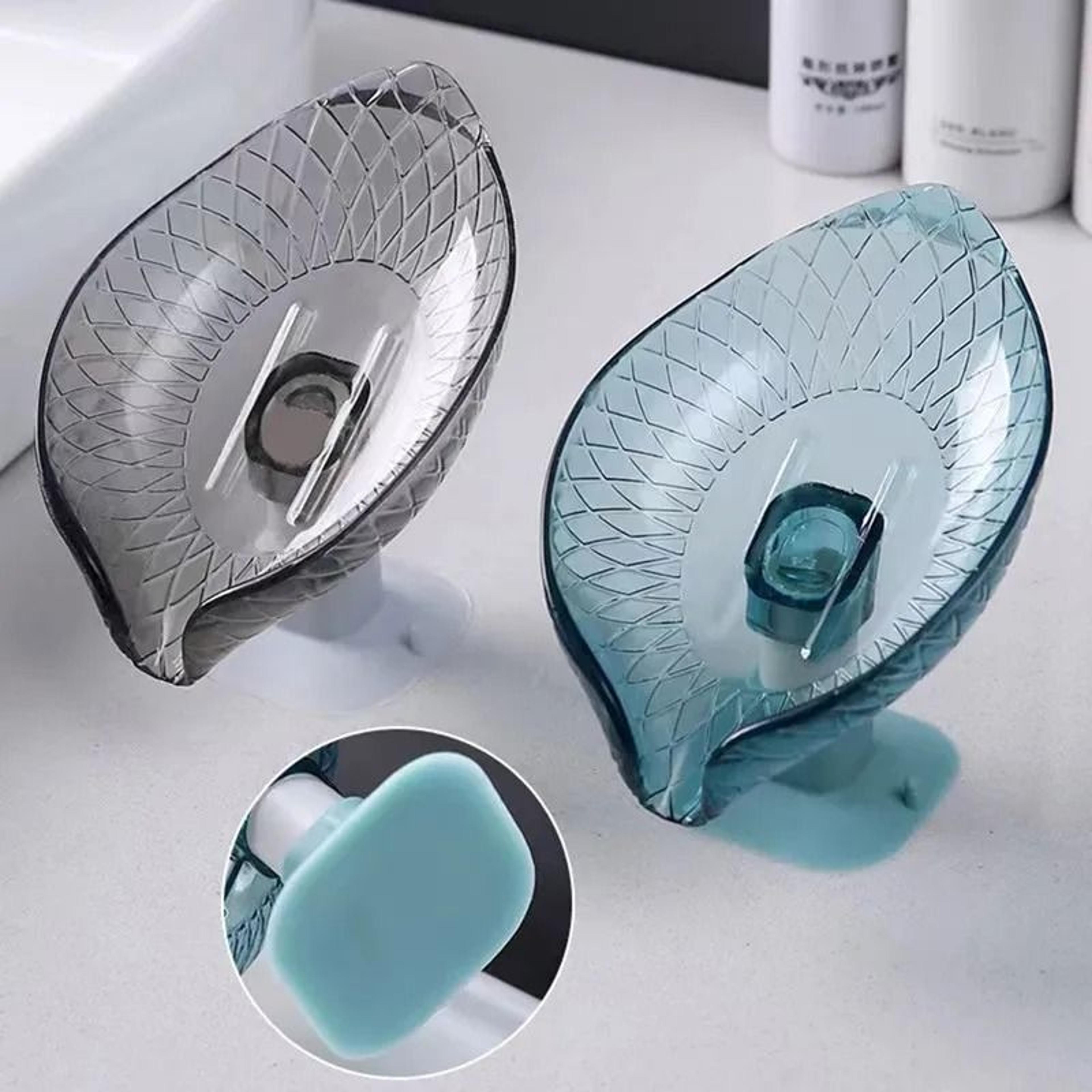 Leaf Shape Soap Box Drain Soap Holder With Suction Cup For Bathroom 3