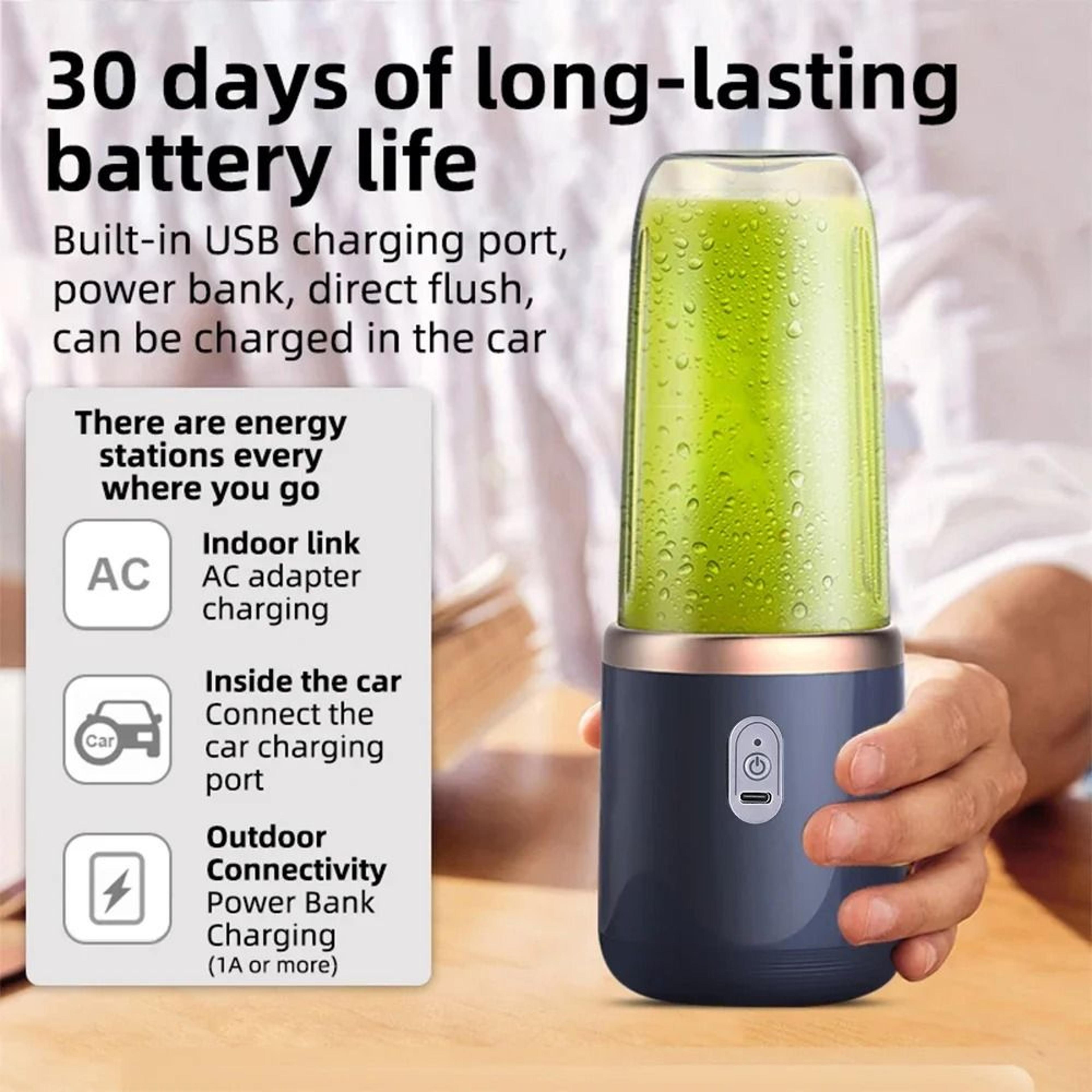 Electric Juicer Cup With 6 Blades Portable USB Rechargeable Personal Smoothie Blender 3