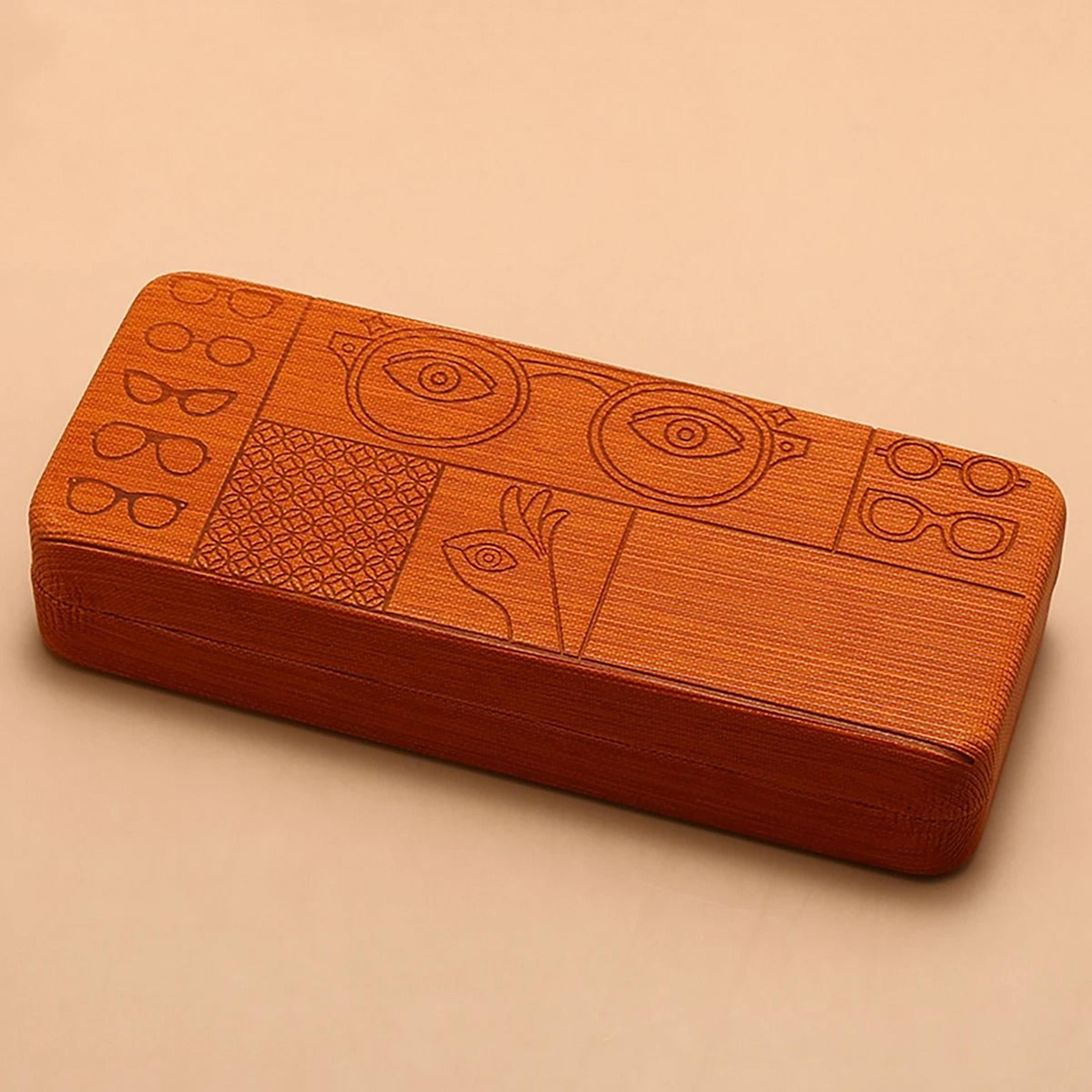 Geometric Pattern Portable Glasses Case Square Eyewear Holder With Embossed Design 2
