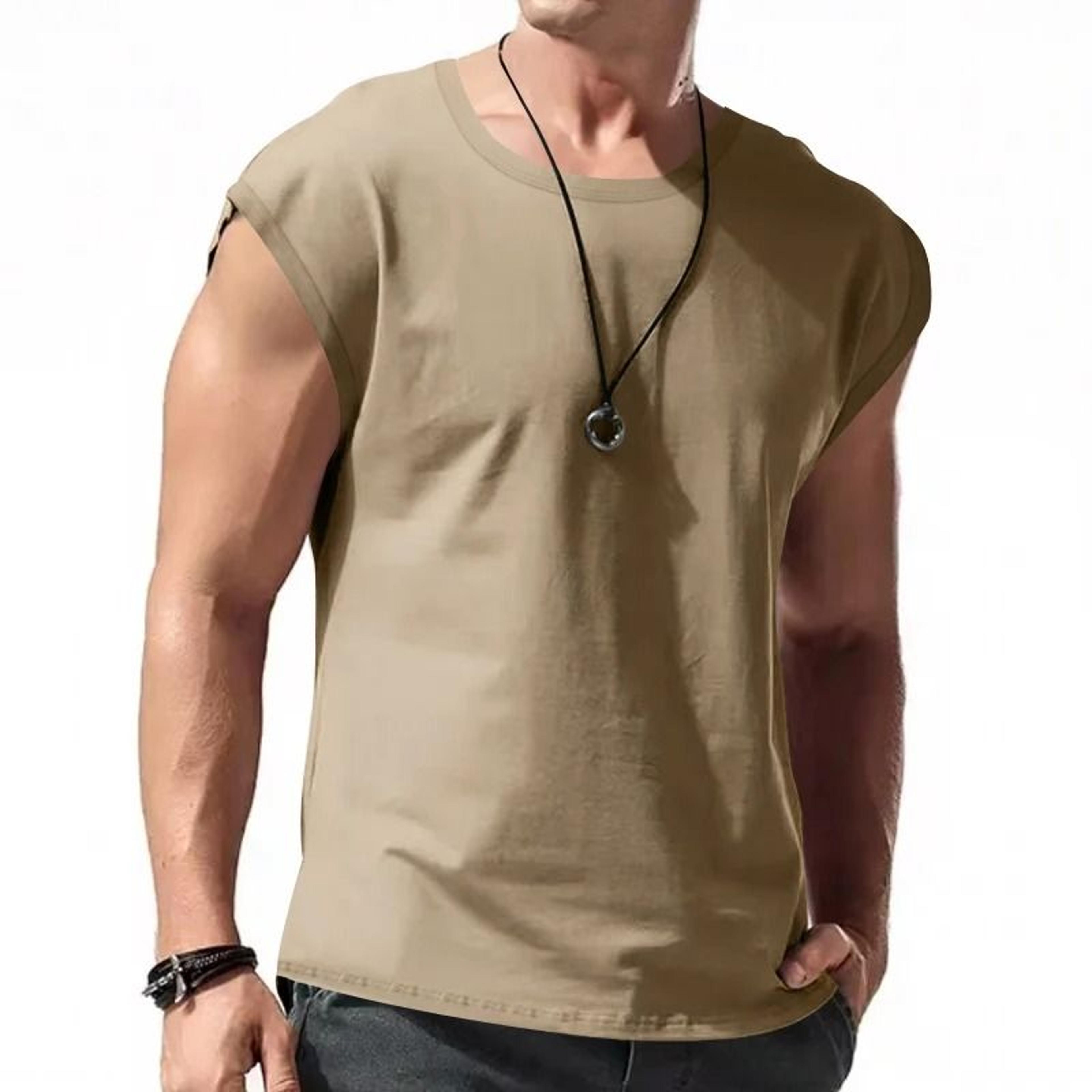 Mens Summer Sleeveless Loose Fit Sports TShirt Vest 10