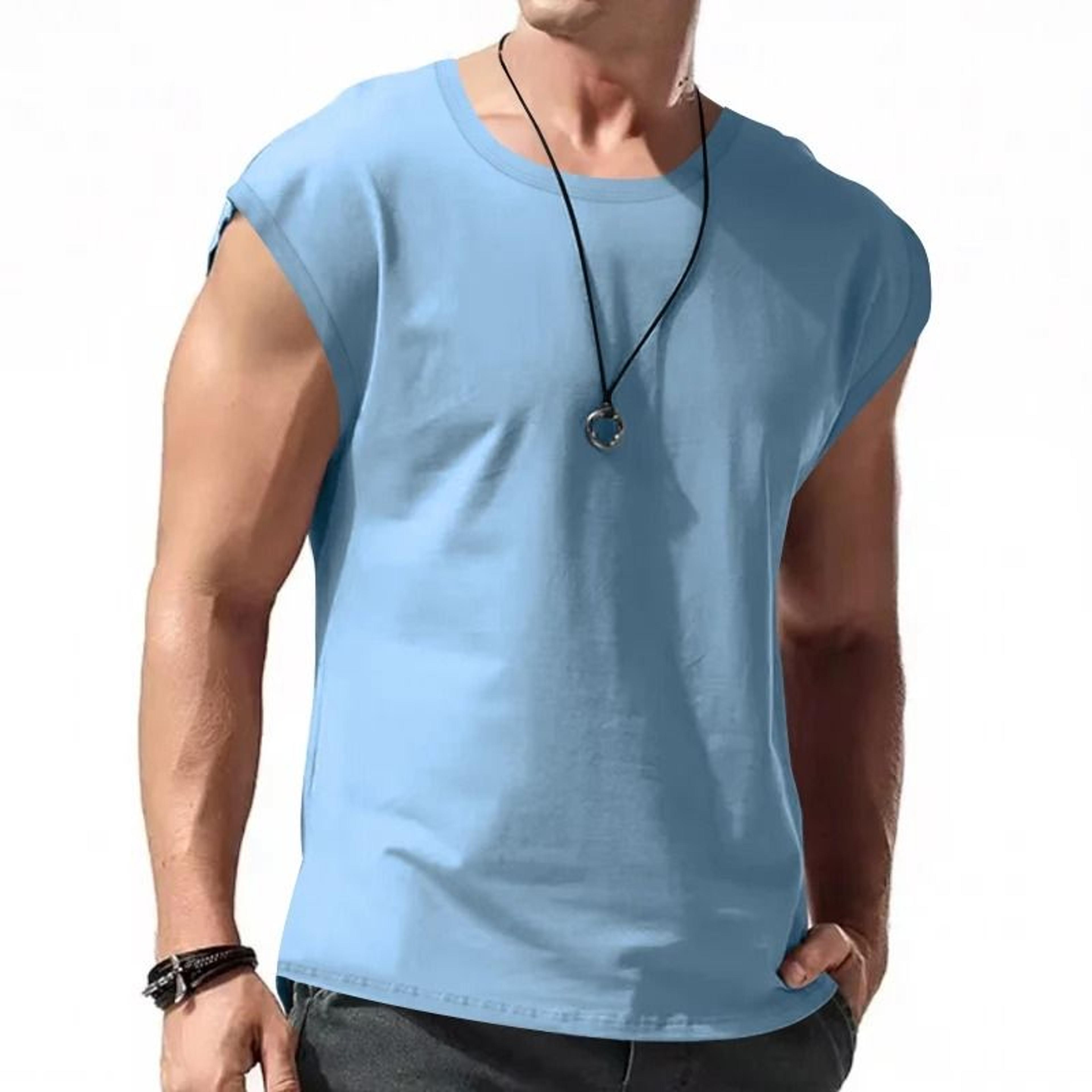 Mens Summer Sleeveless Loose Fit Sports TShirt Vest 7
