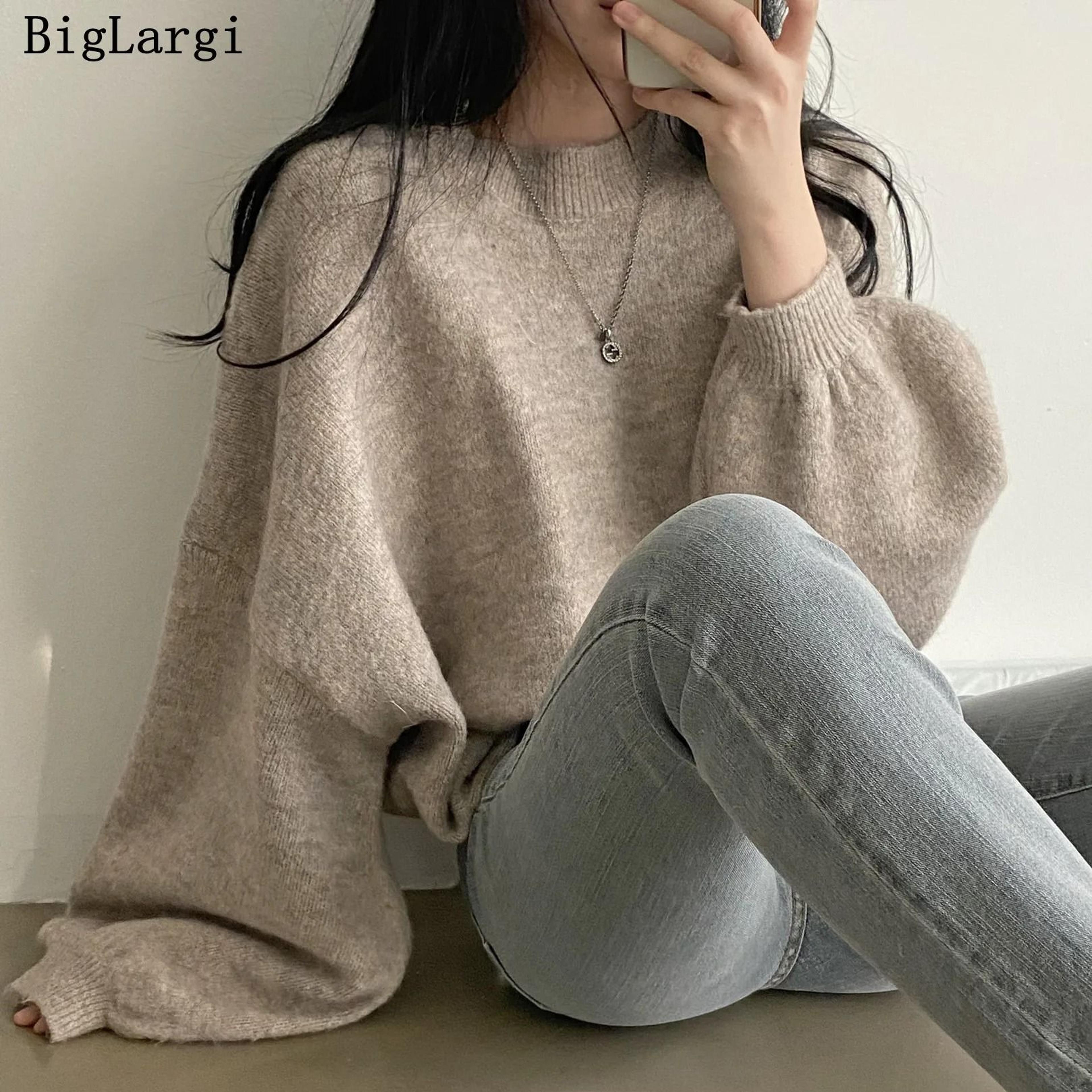 Soft Oversize Knit Pullover Long Sleeve Warm Autumn Sweater 2
