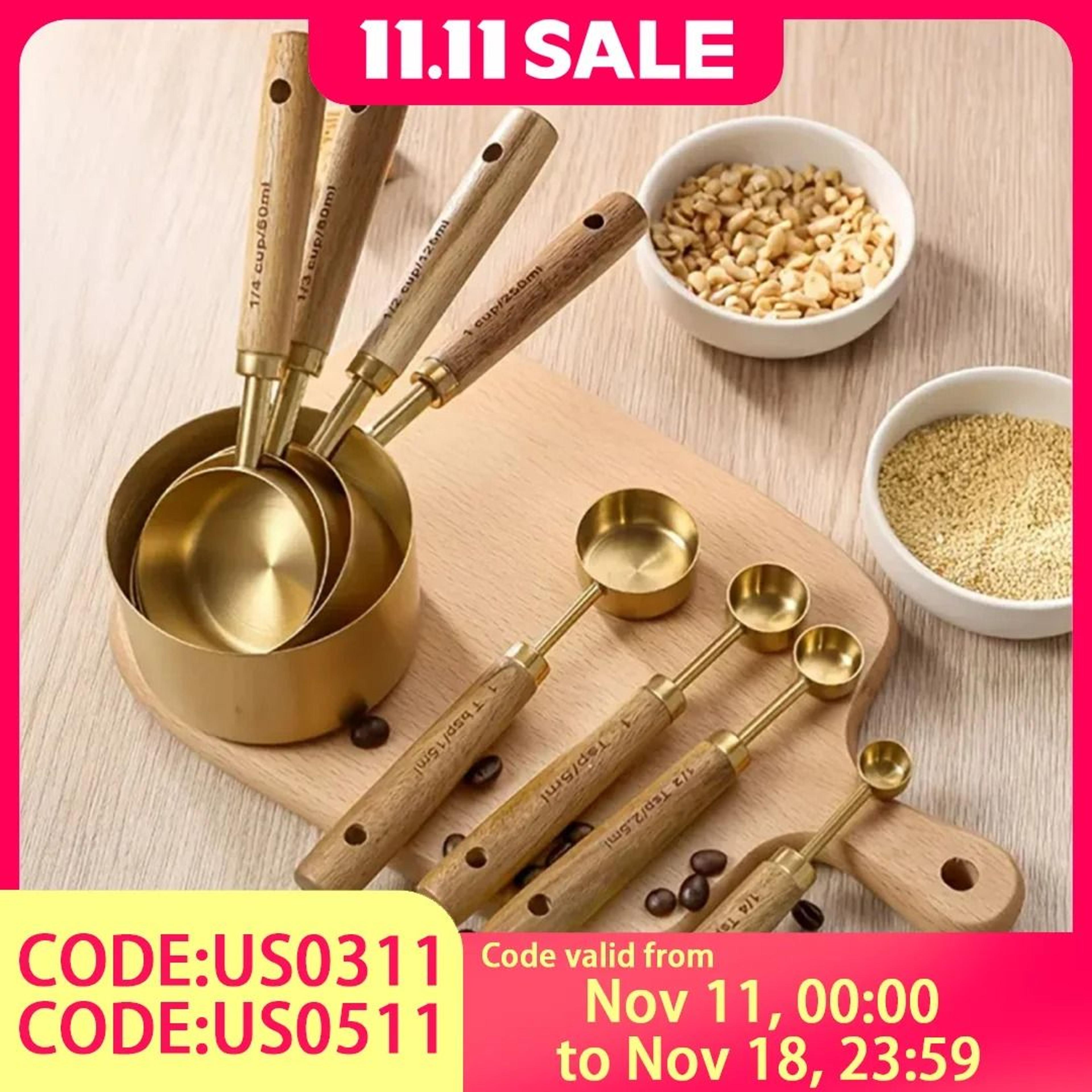 Gold Measuring Cups And Spoons Set For Baking And Cooking 8 Piece 0