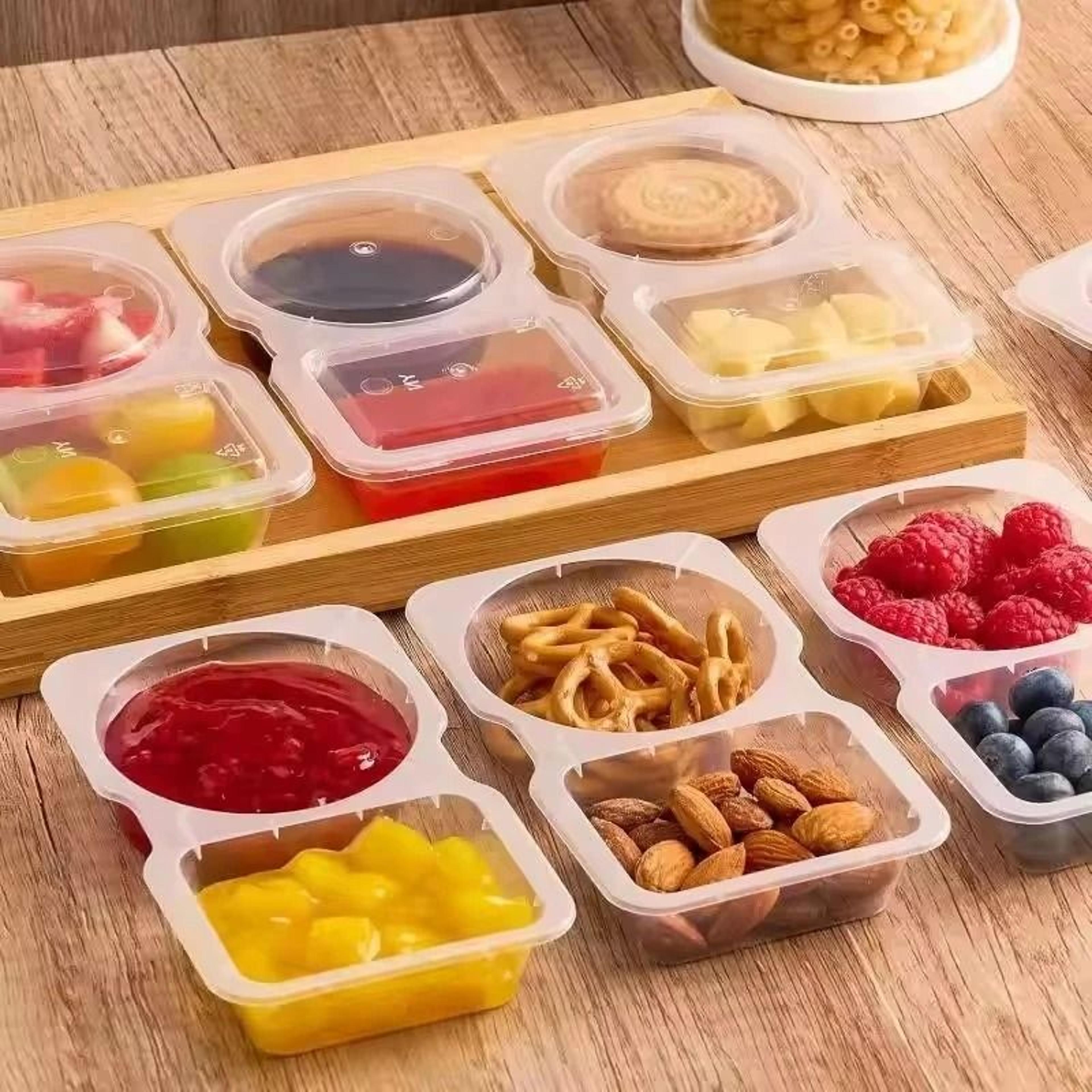 Dual Compartment Condiment And Snack Containers With Lids For Food Storage 3