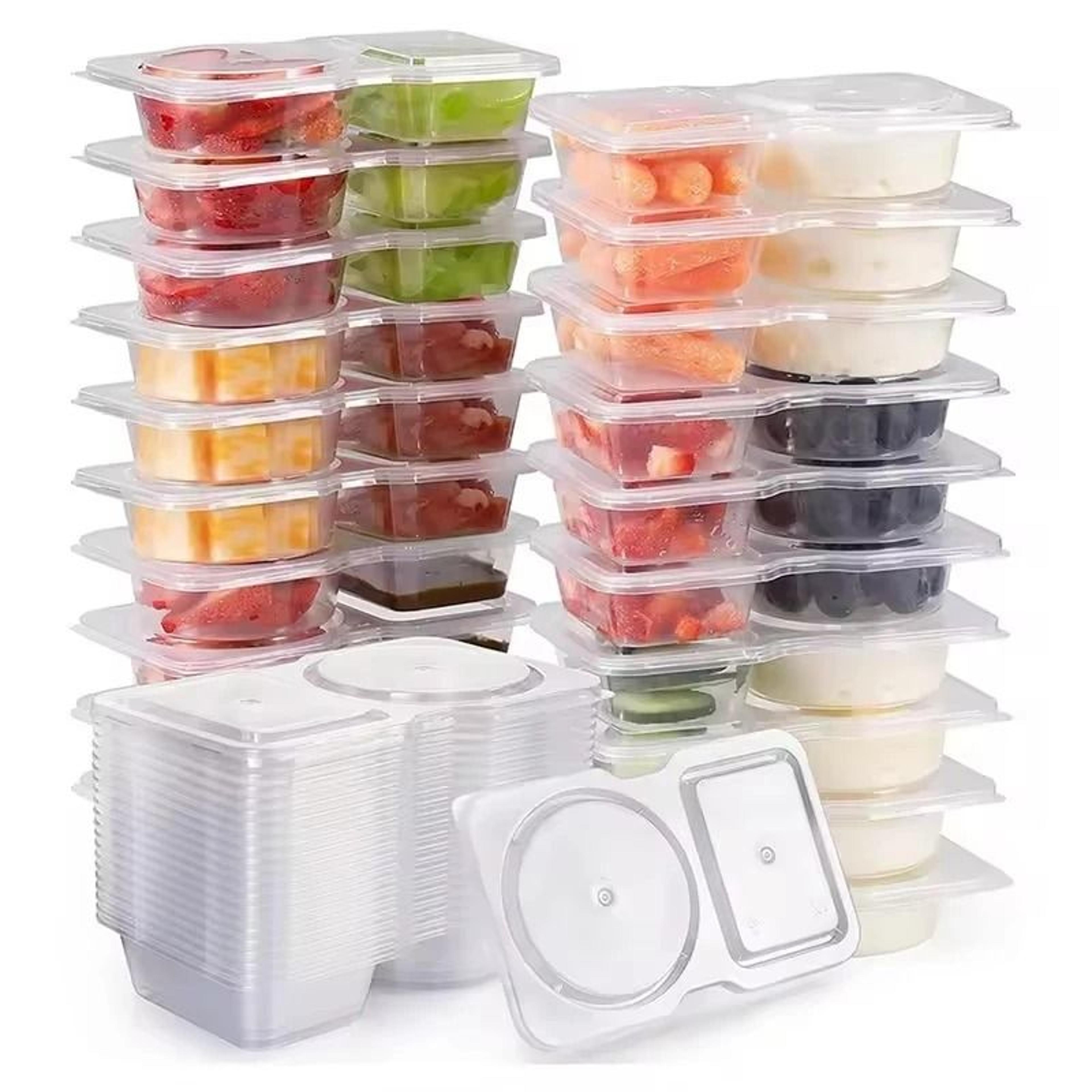Dual Compartment Condiment And Snack Containers With Lids For Food Storage 5