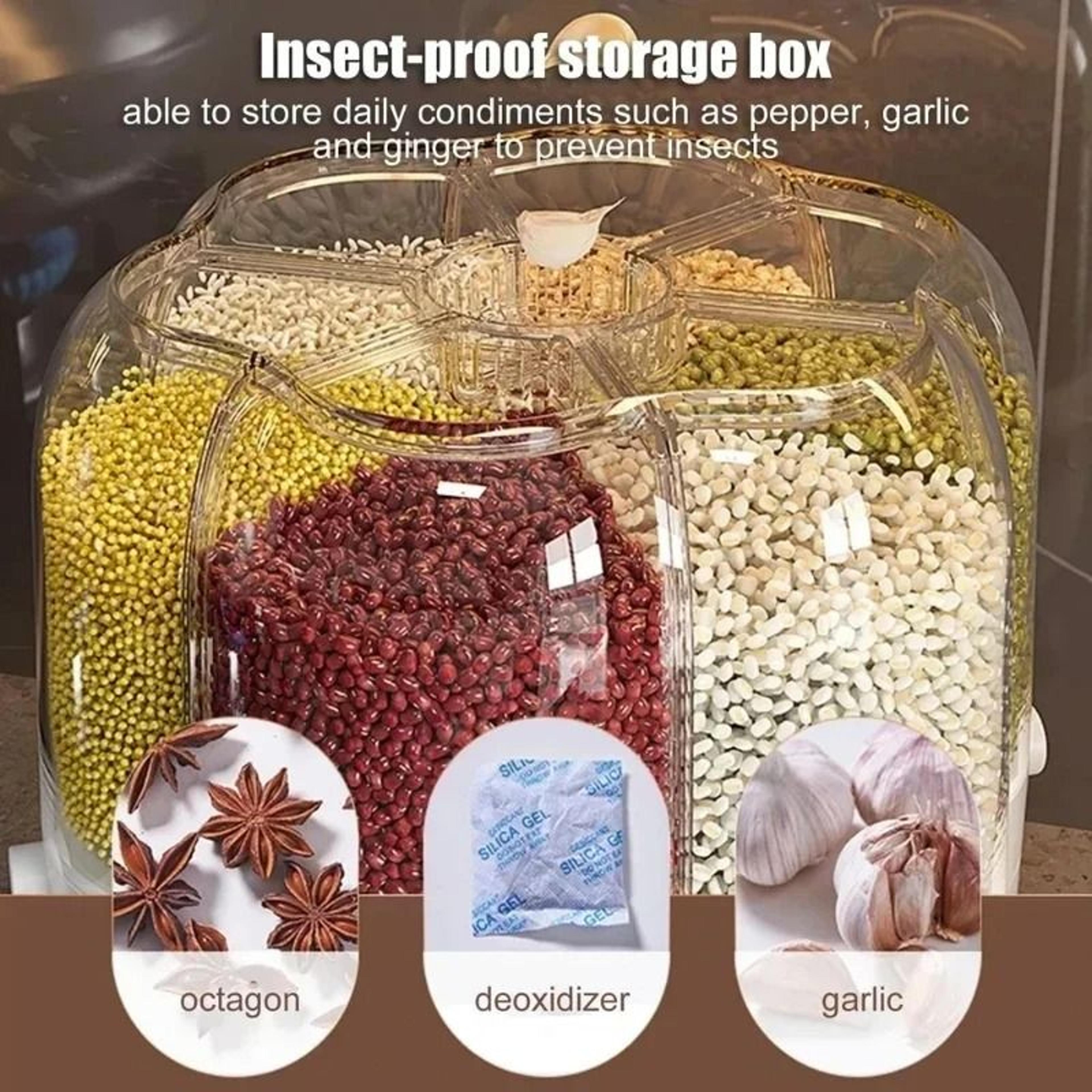 Large Rotating Food Storage Container With 360 Degree Dispenser For Rice And Grains 3