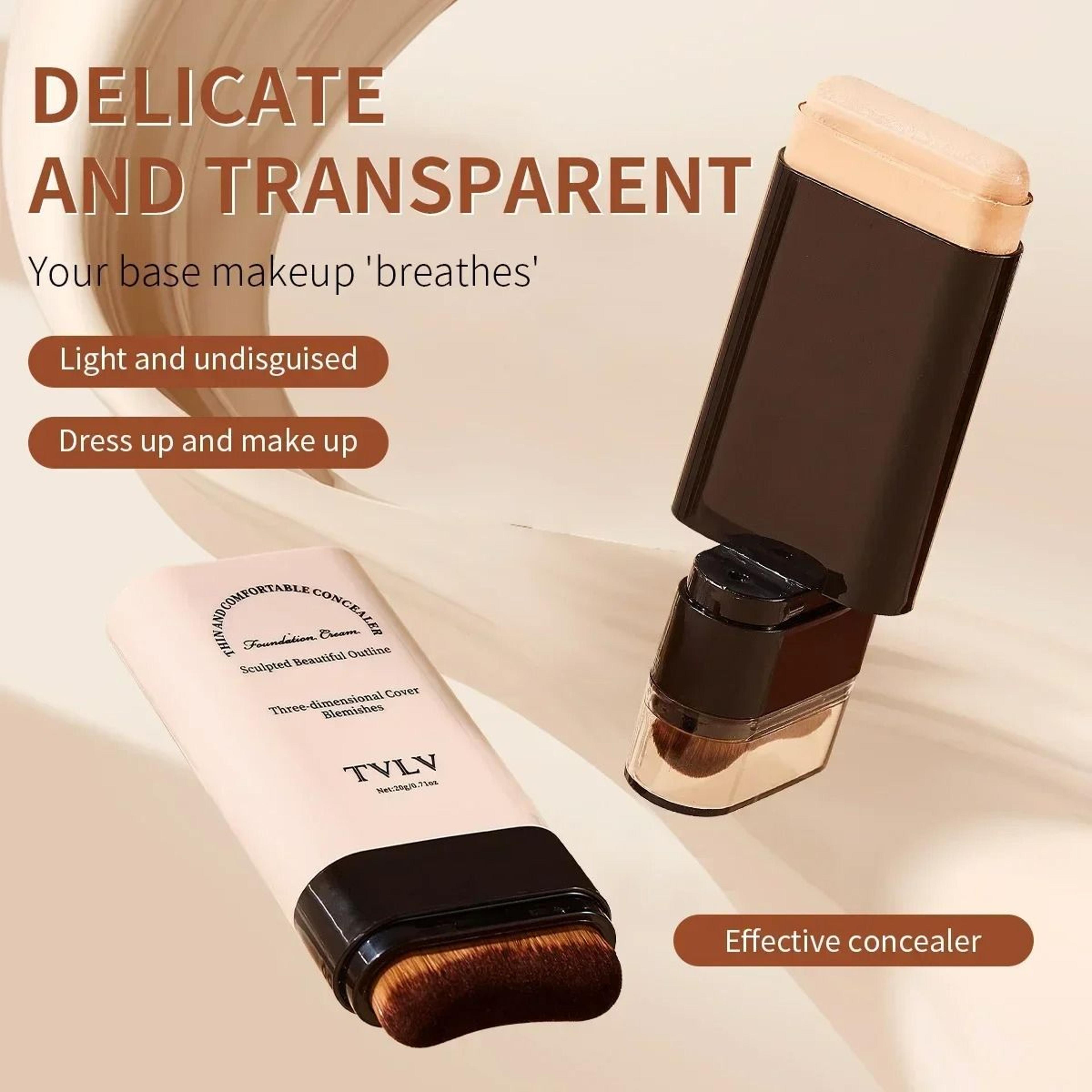 Long Lasting Foundation Makeup Stick With Built In Blending Brush Concealer Coverage 2