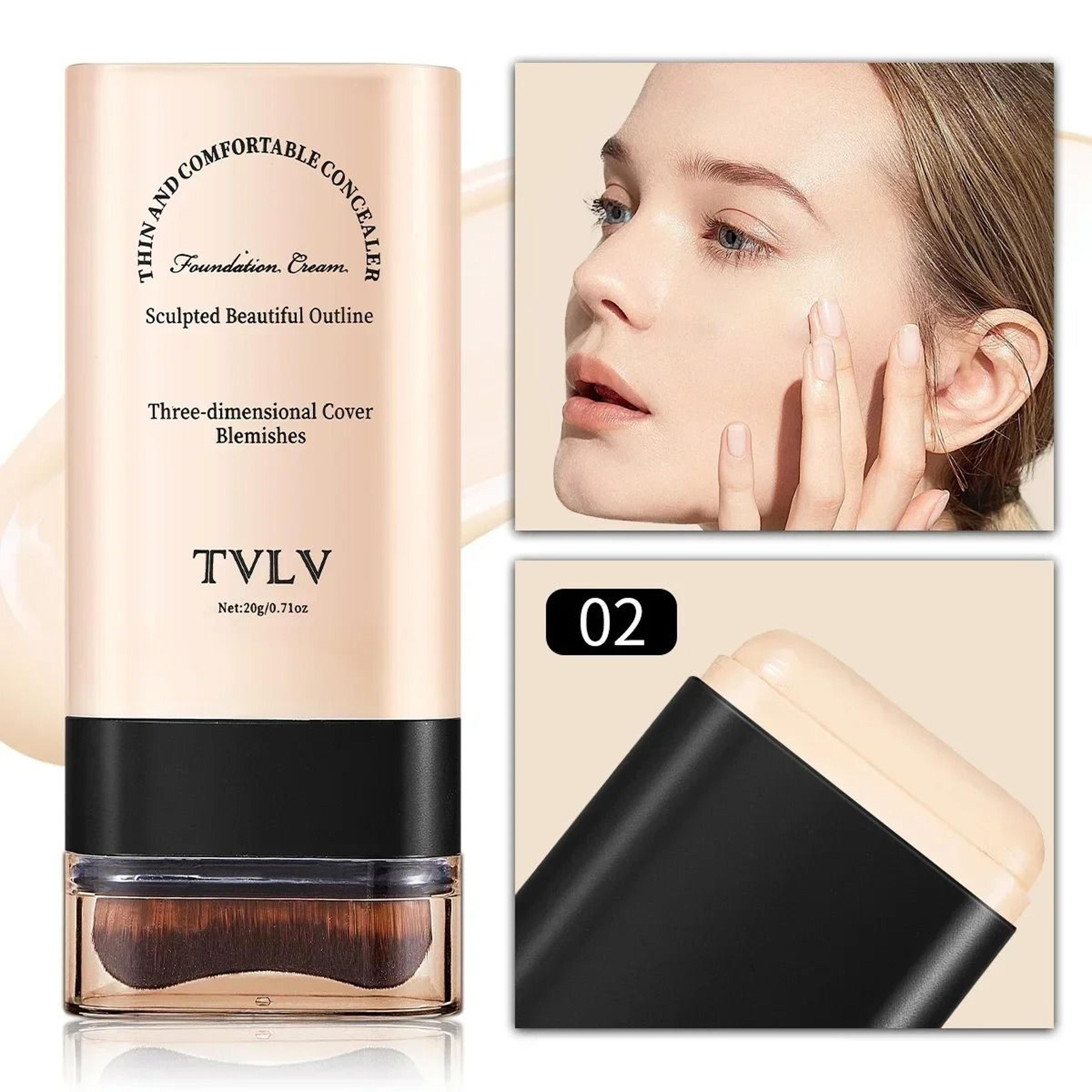 Long Lasting Foundation Makeup Stick With Built In Blending Brush Concealer Coverage 8